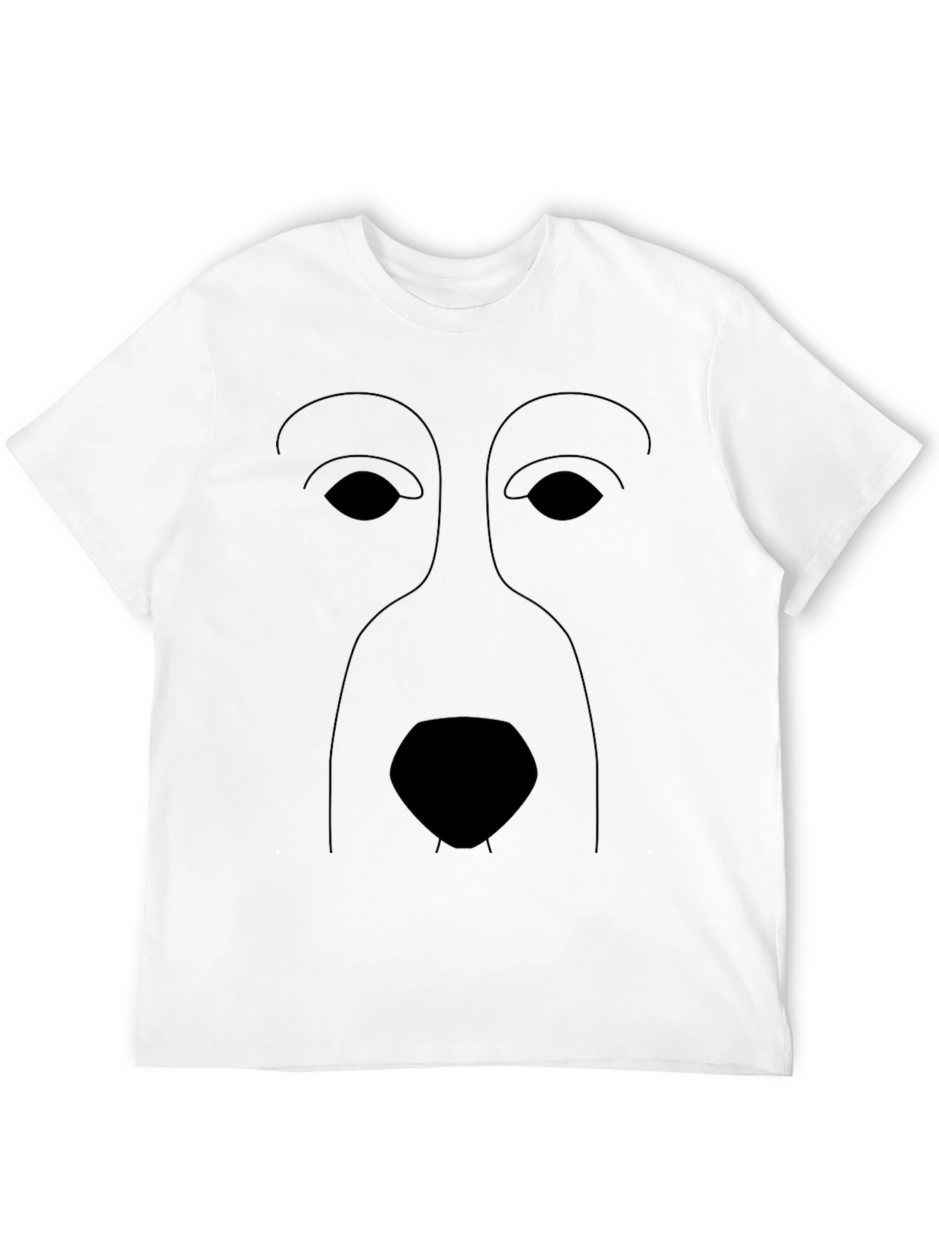 Minimalist Dog Face Graphic Black T-Shirt
