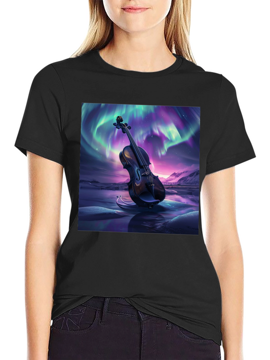 Aurora Violin Graphic Tee - Unique Music Lover Shirt
