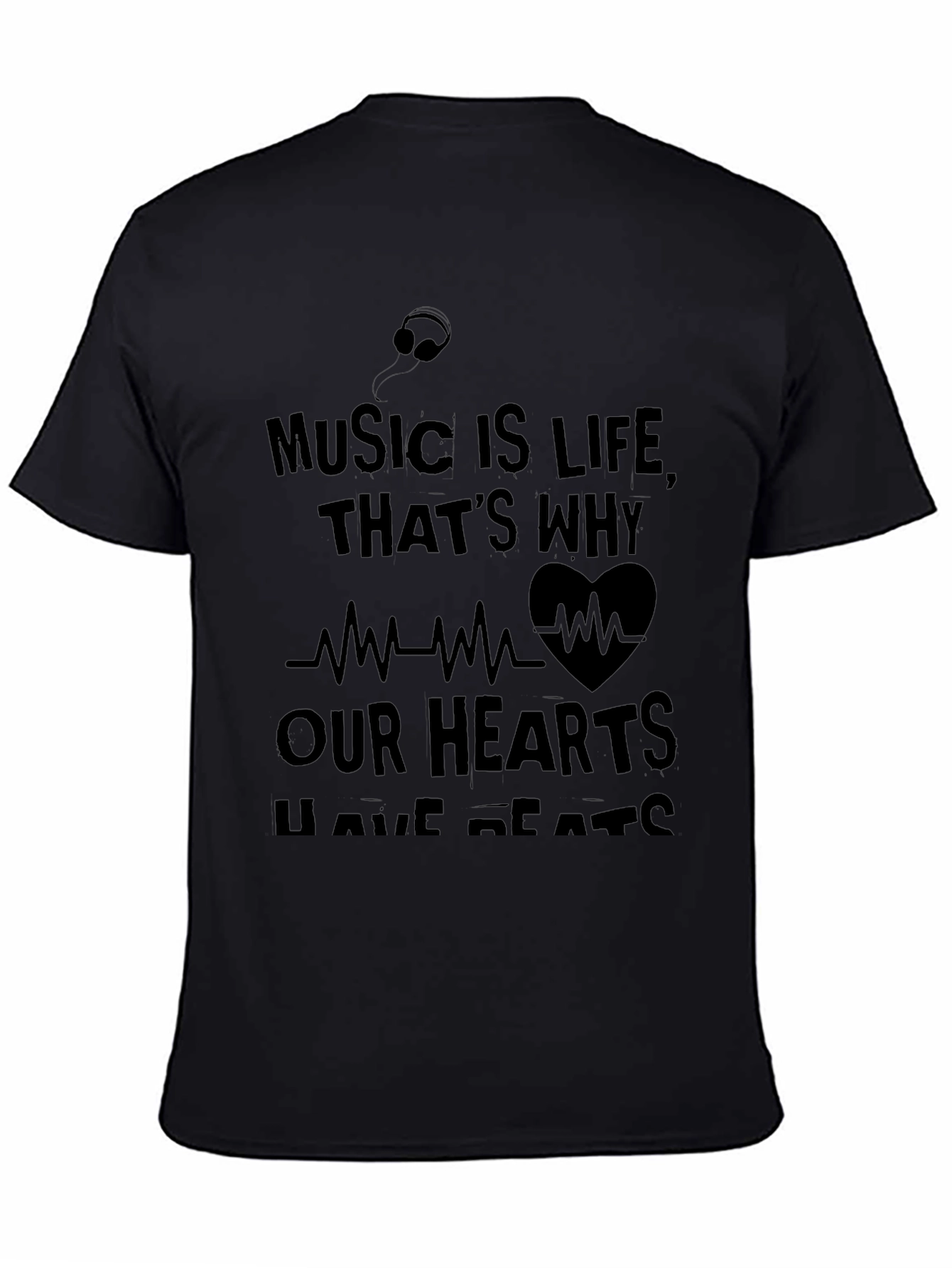 Music Is Life Mens Black Graphic Tee