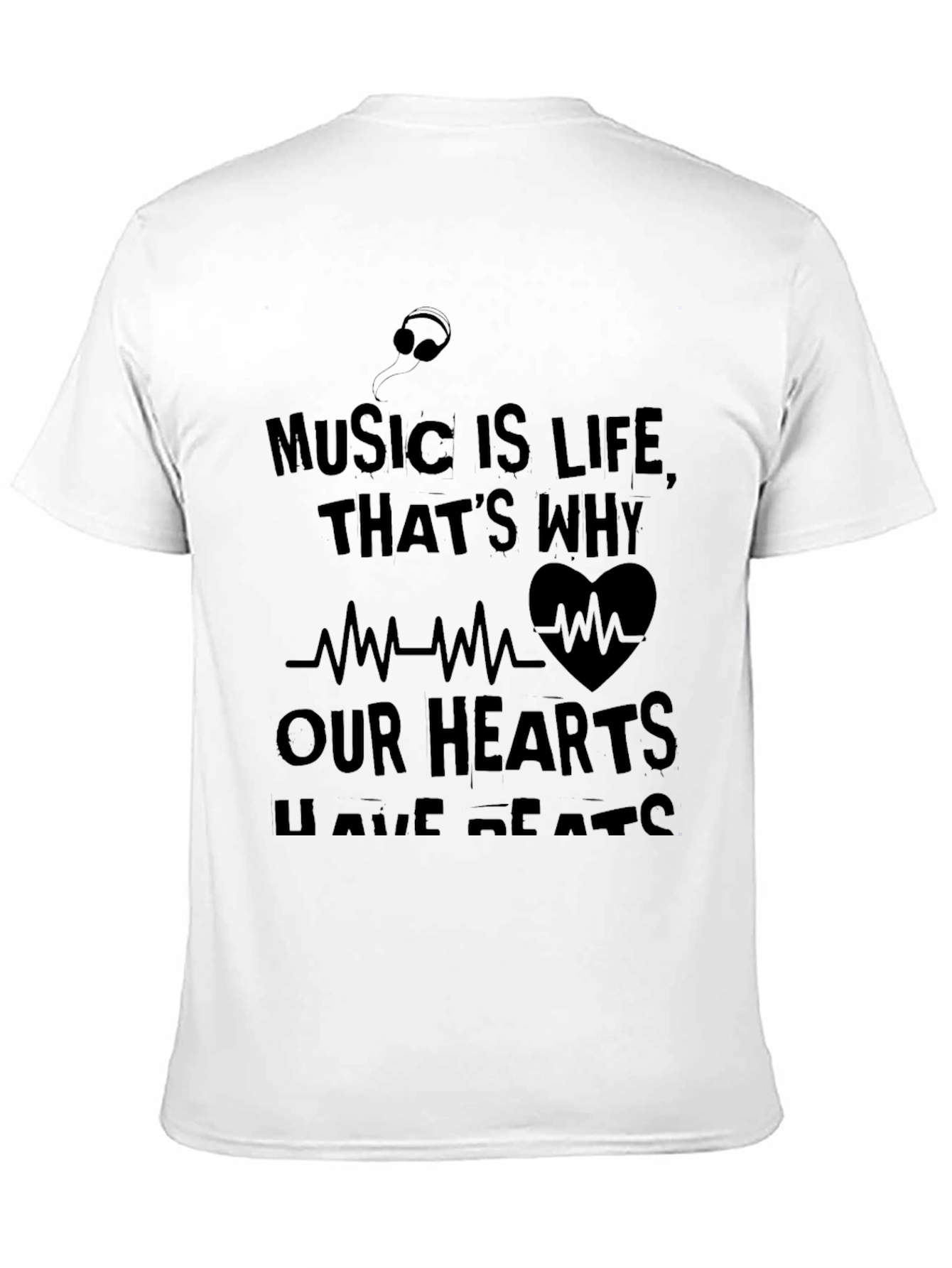 Music Is Life Mens Black Graphic Tee