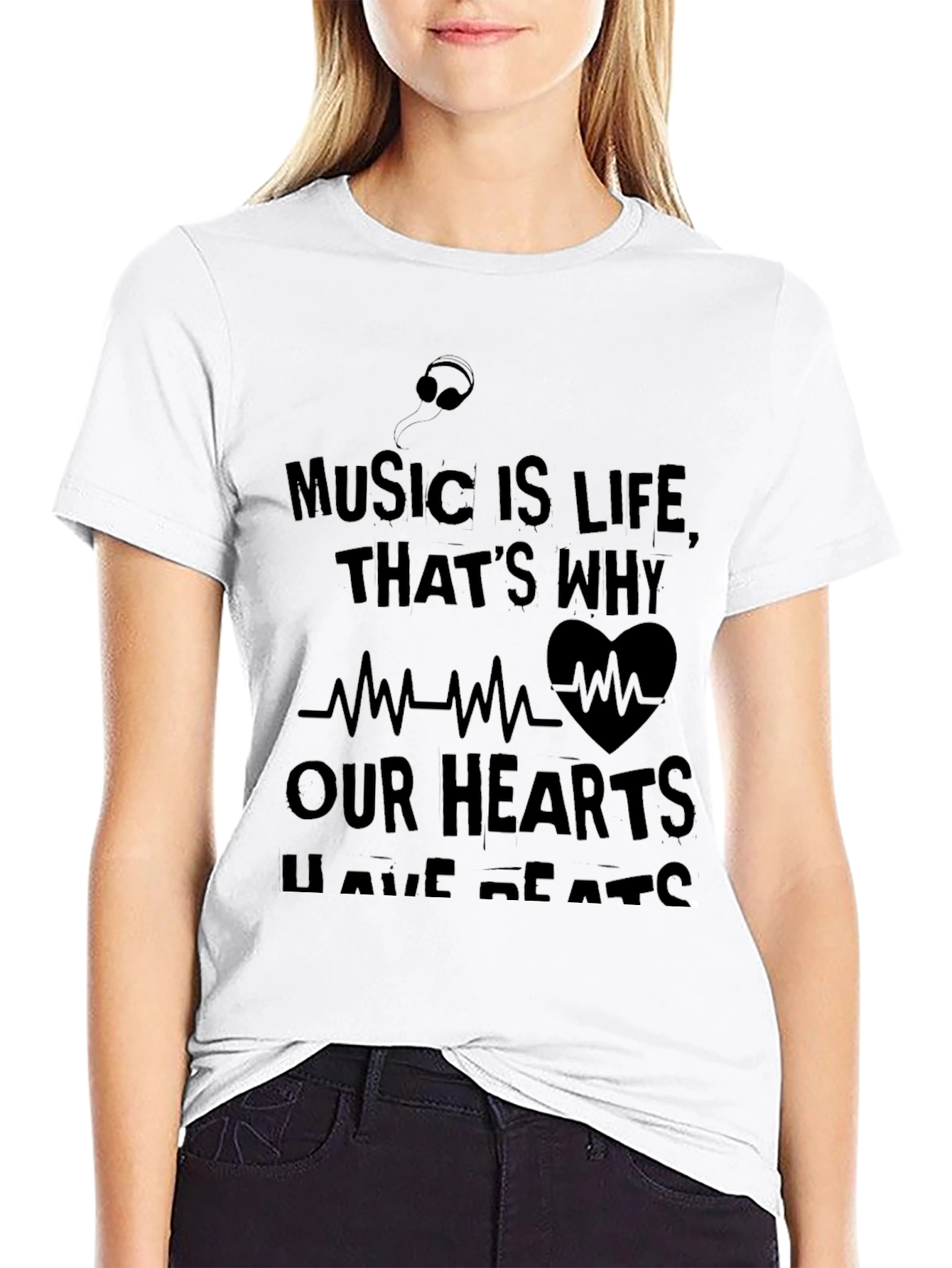 Music Is Life Mens Black Graphic Tee