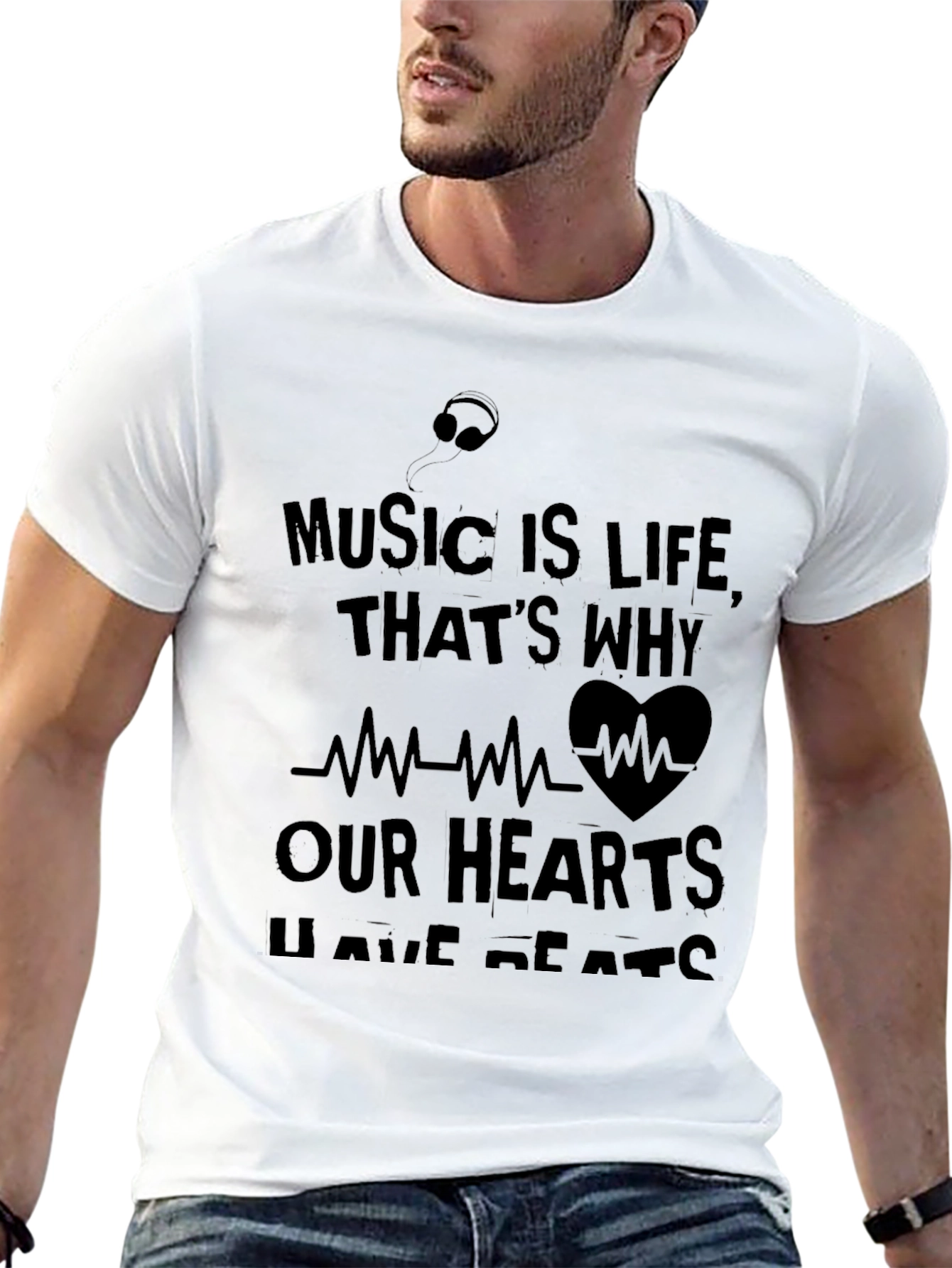 Music Is Life Mens Black Graphic Tee