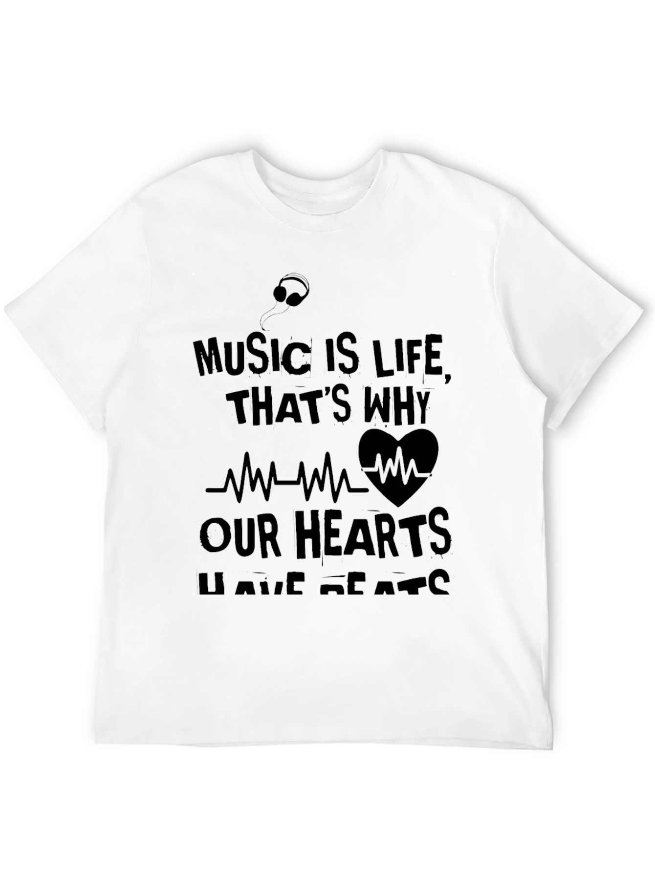 Music Is Life Mens Black Graphic Tee