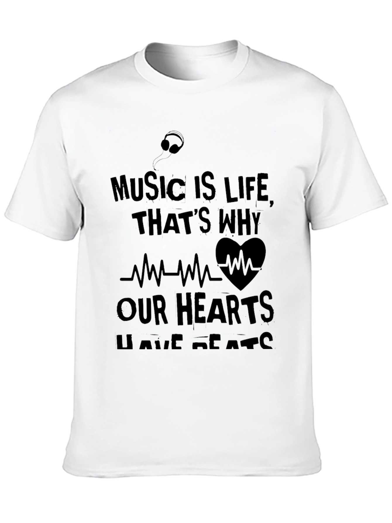 Music Is Life Mens Black Graphic Tee