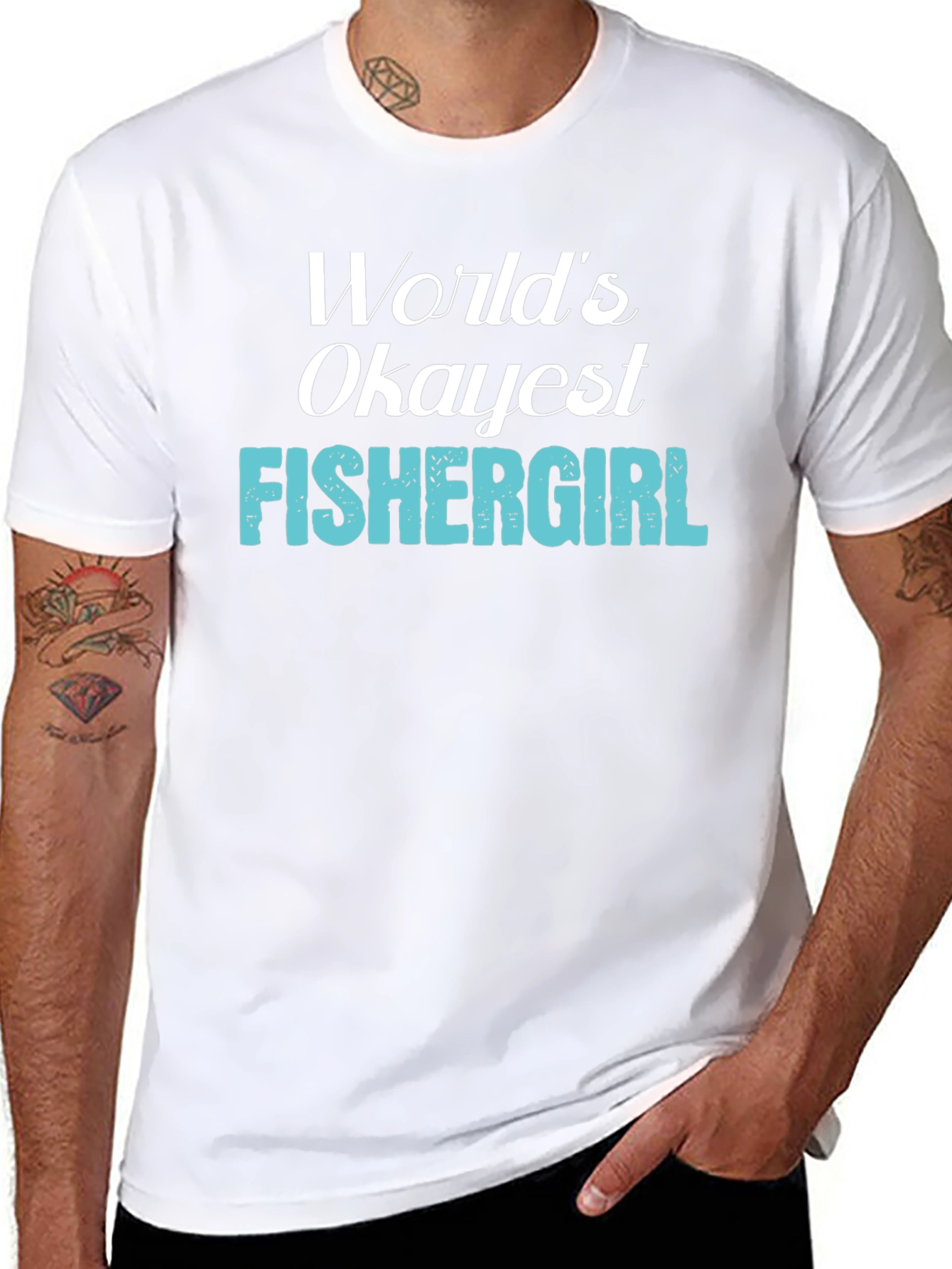 Worlds Okayest Fishergirl T-Shirt - Fishing Apparel