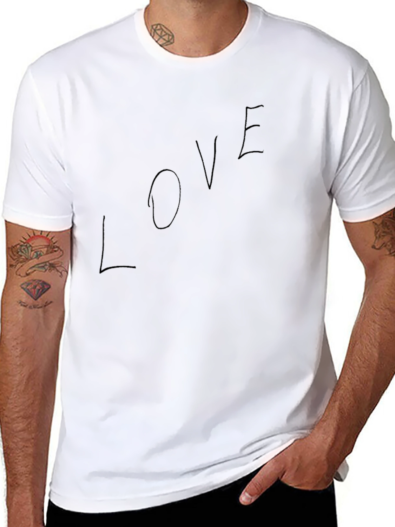 Mens Black LOVE Graphic Tee