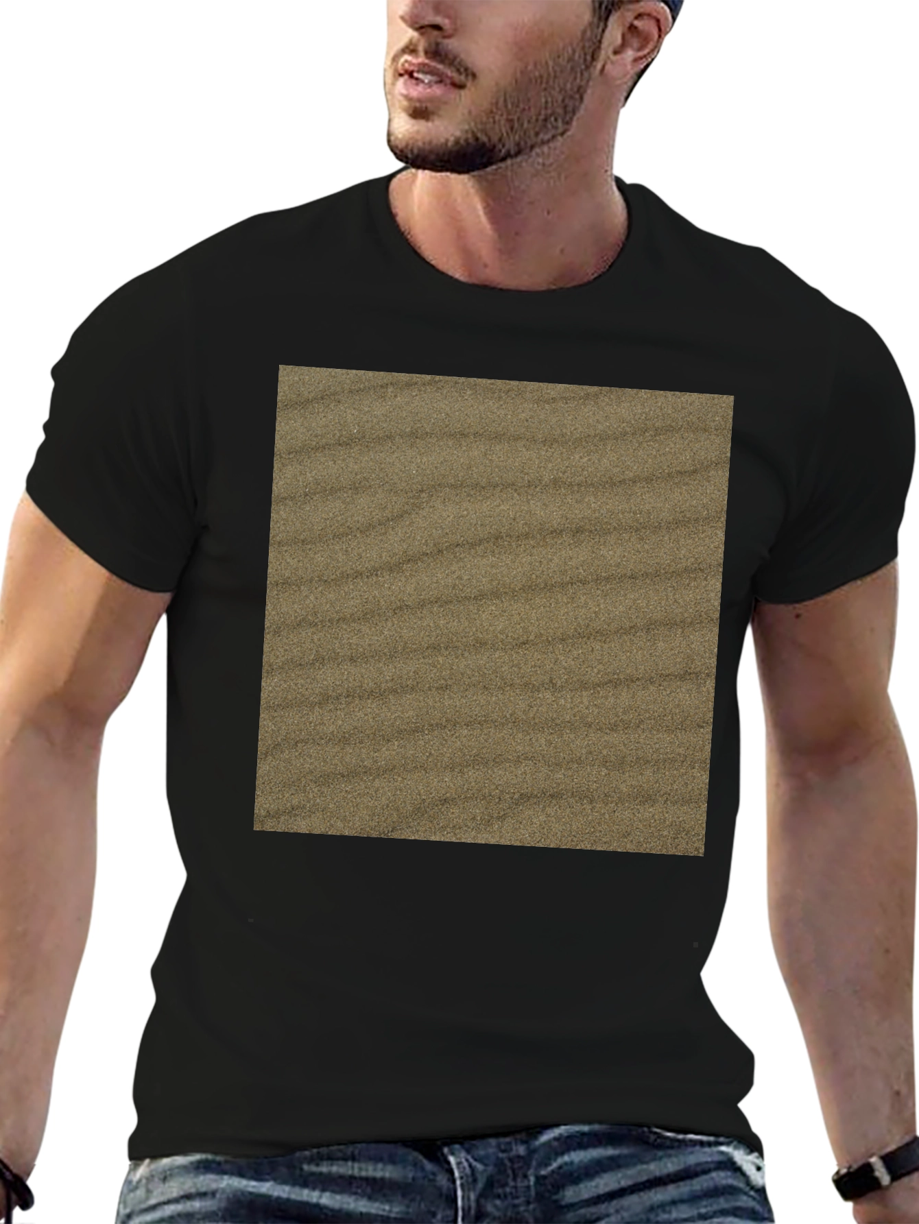 Sand Texture Graphic Tee - Black Cotton Comfort