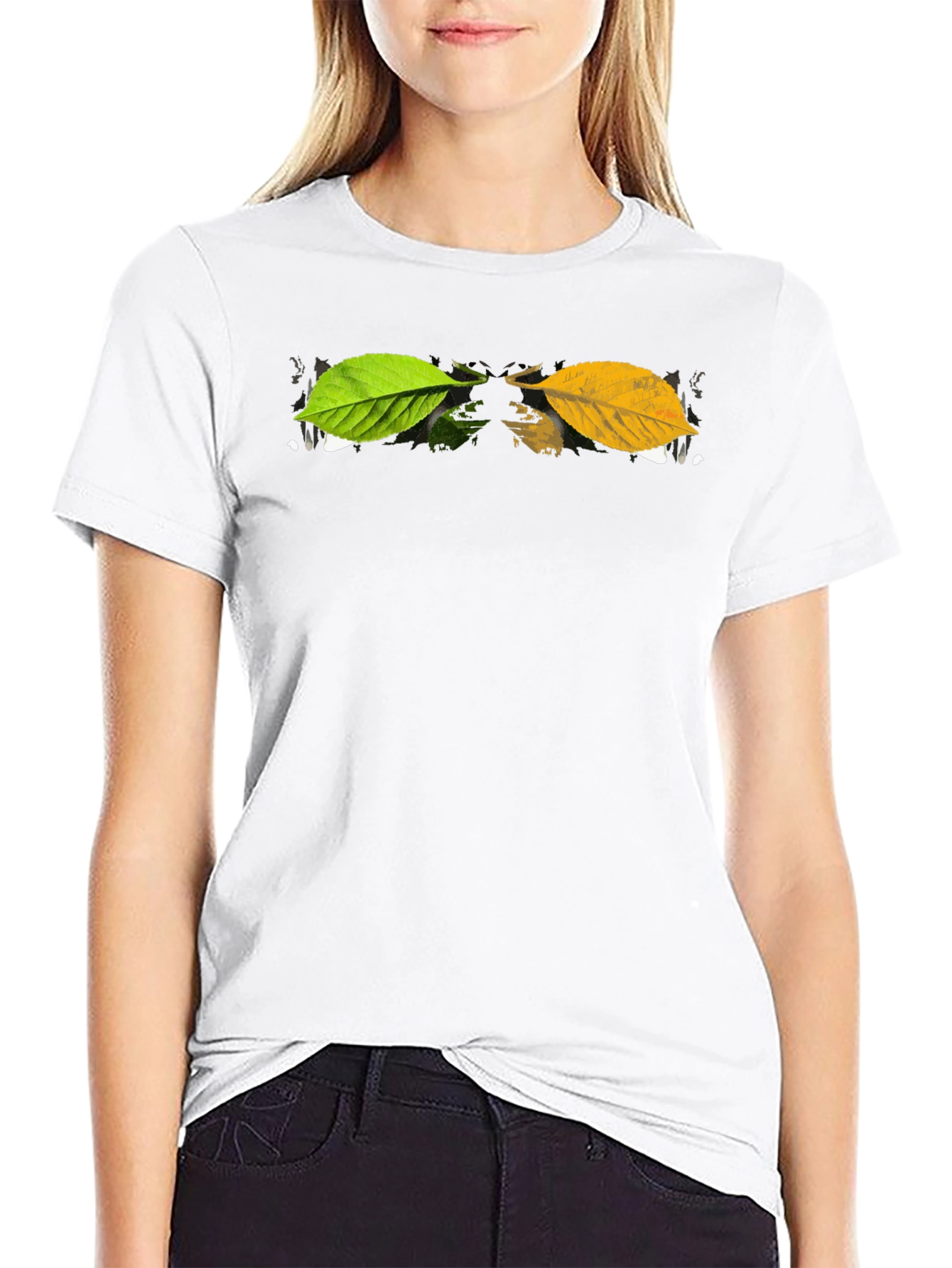 Autumn Leaf Graphic Black T-Shirt