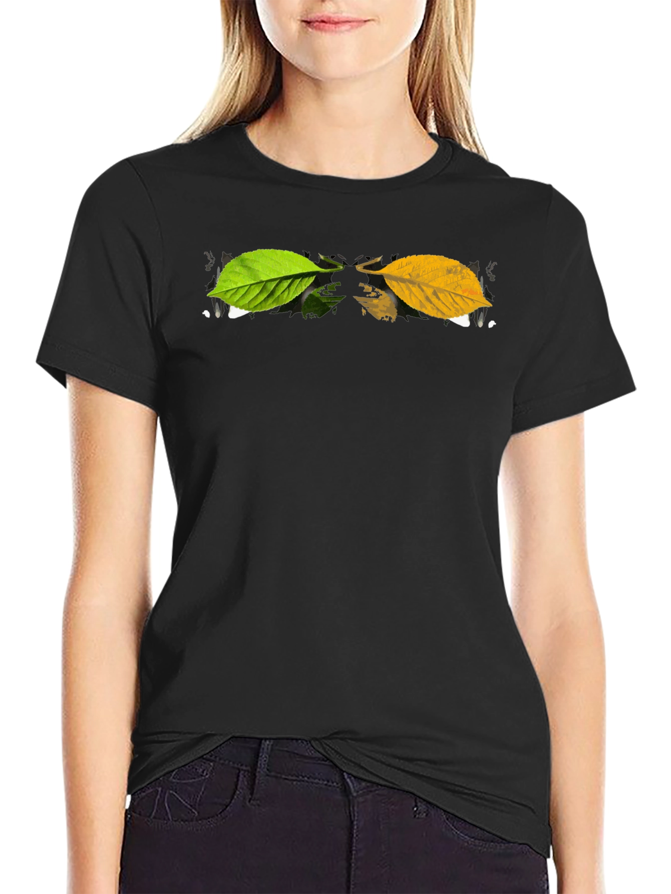 Autumn Leaf Graphic Black T-Shirt