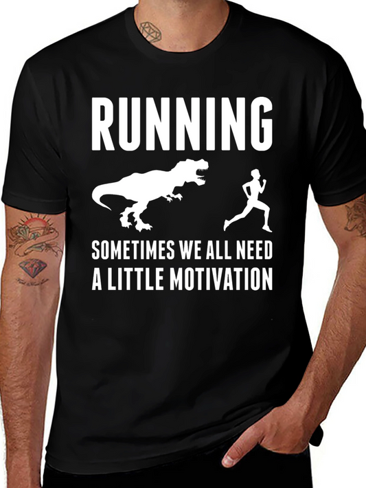 Funny Running Dinosaur Motivation T-Shirt
