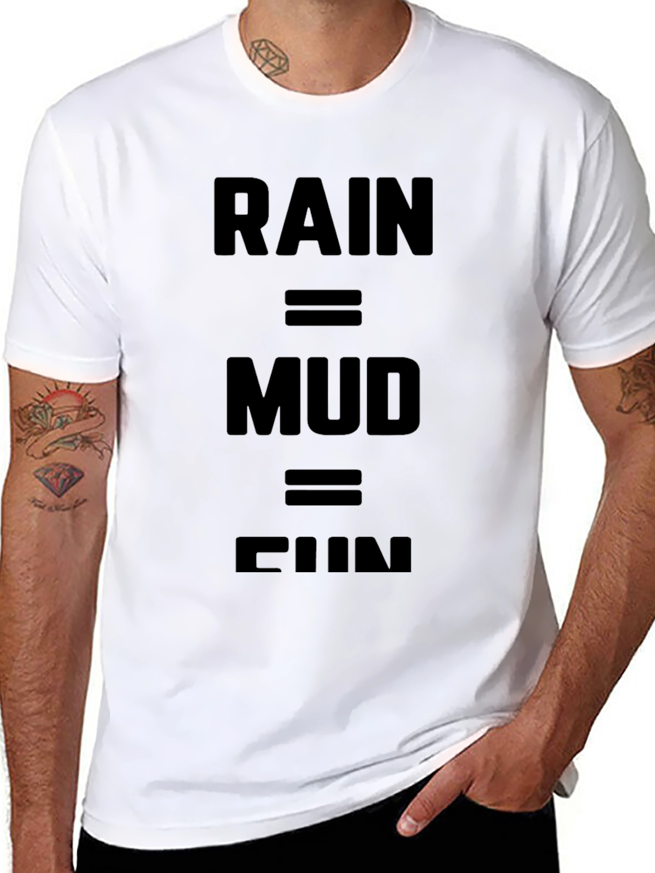 Rain = Mud = Fun Black Graphic T-Shirt