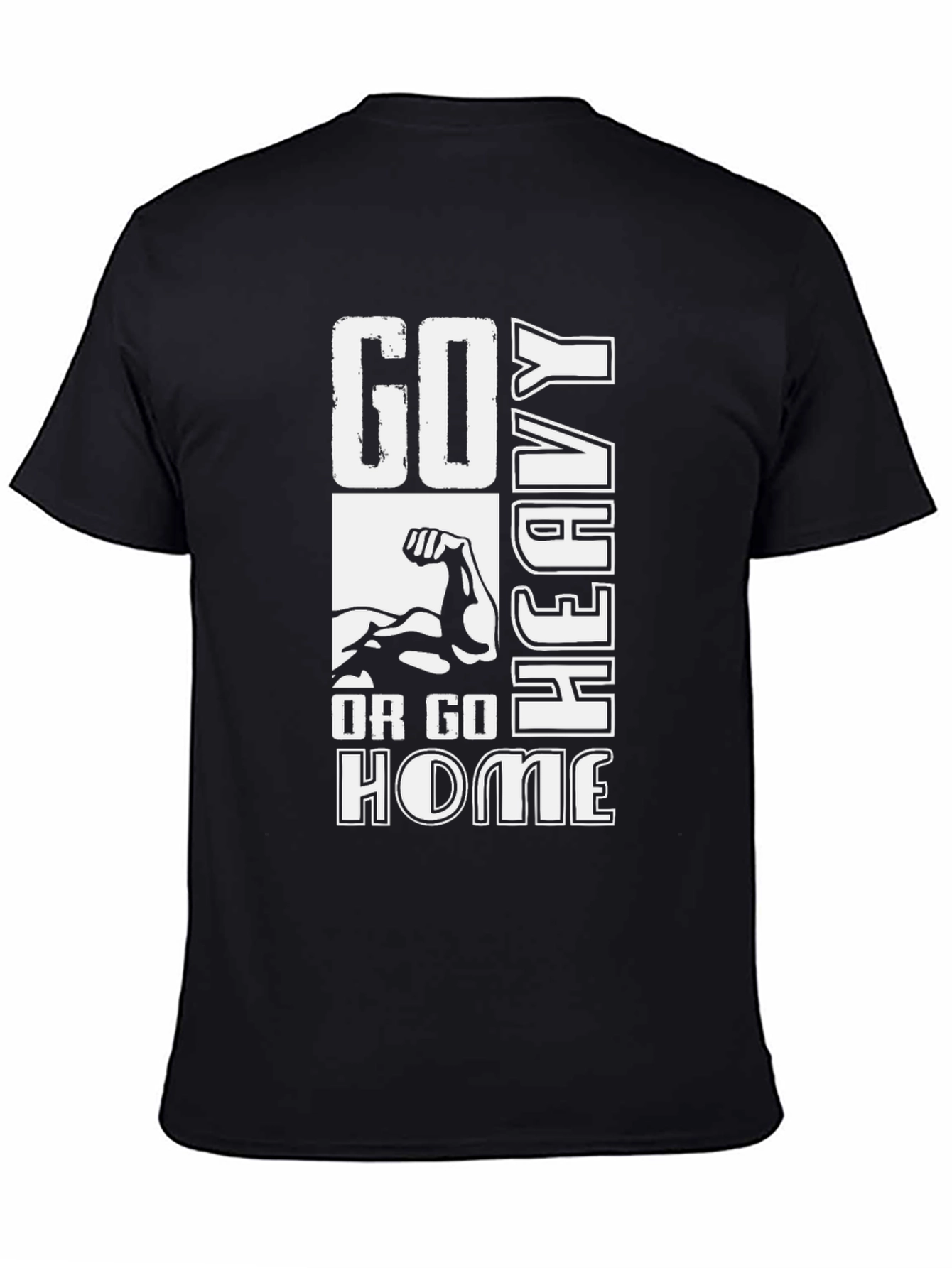 Go Heavy or Go Home Black Graphic T-Shirt