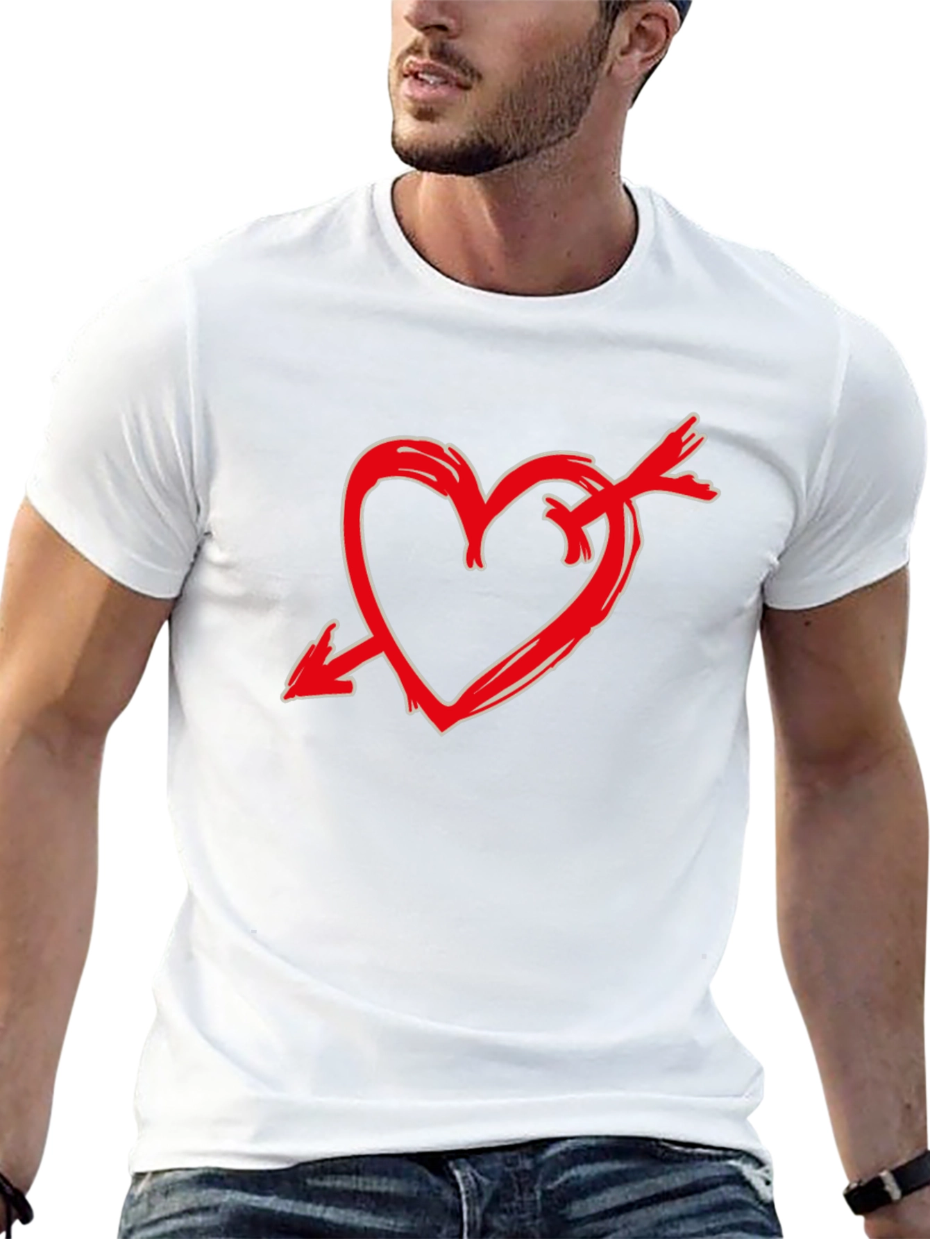 Heart Arrow Graphic Tee - Stylish Black Casual T-Shirt