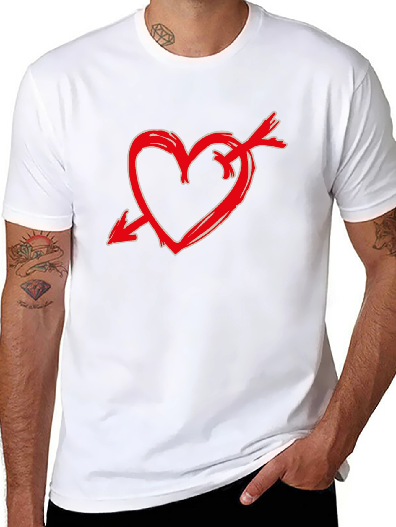 Heart Arrow Graphic Tee - Stylish Black Casual T-Shirt