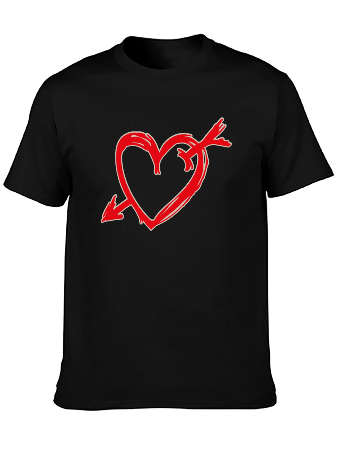 Heart Arrow Graphic Tee - Stylish Black Casual T-Shirt