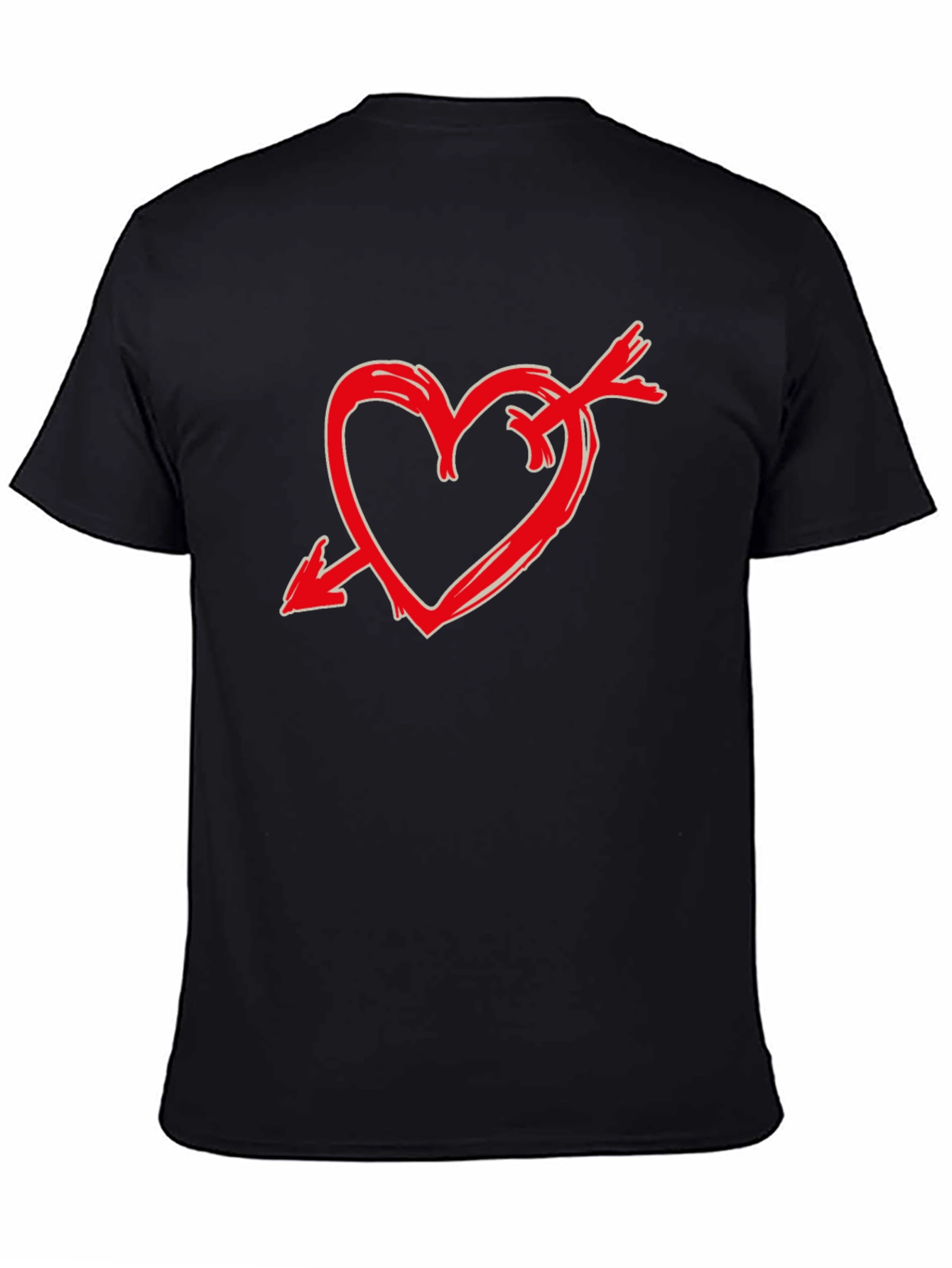 Heart Arrow Graphic Tee - Stylish Black Casual T-Shirt