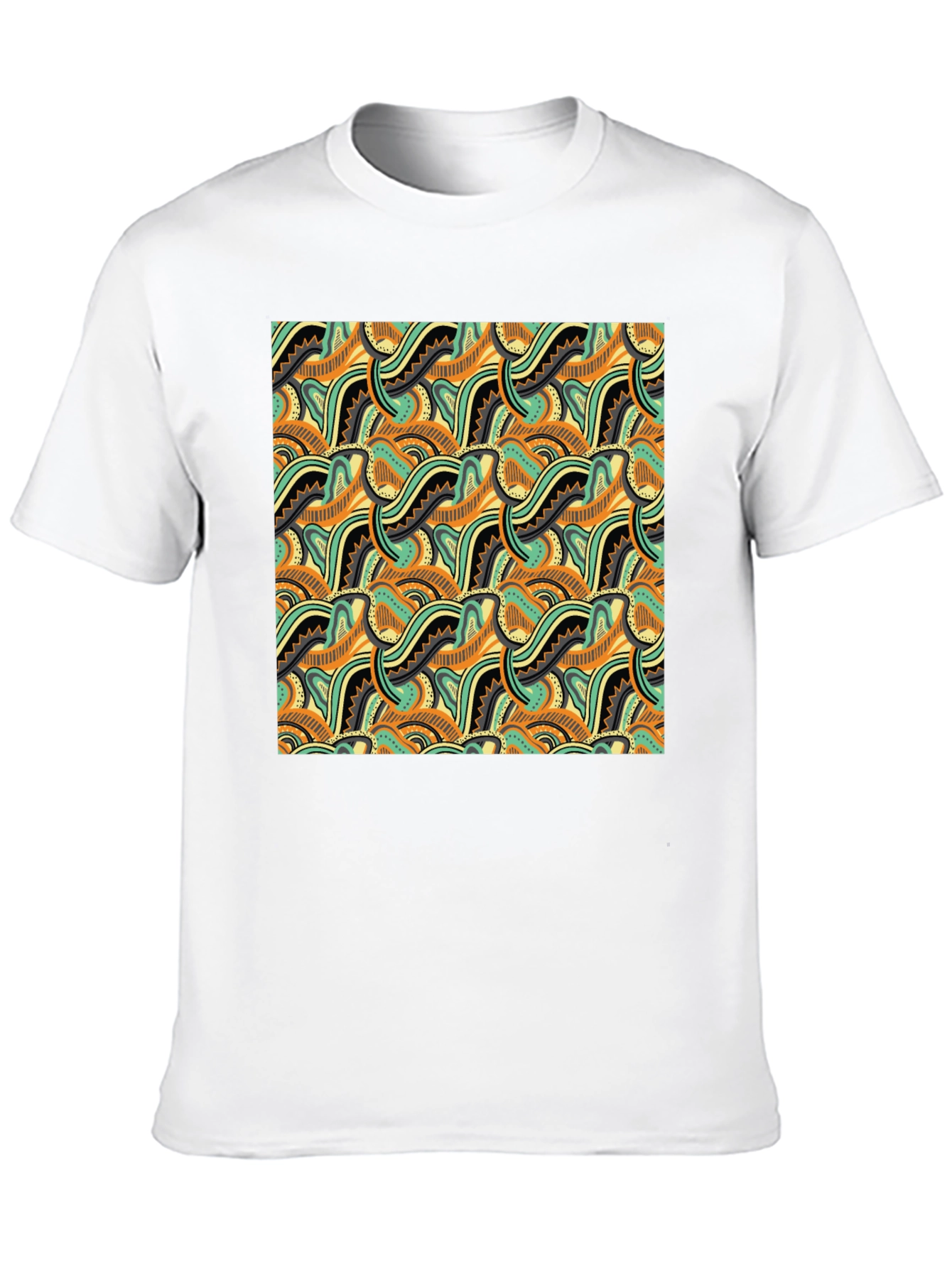 Abstract Pattern Black Crew Neck T-Shirt
