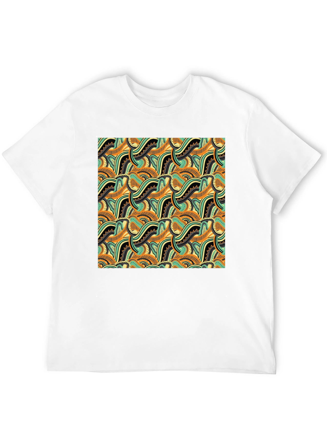 Abstract Pattern Black Crew Neck T-Shirt