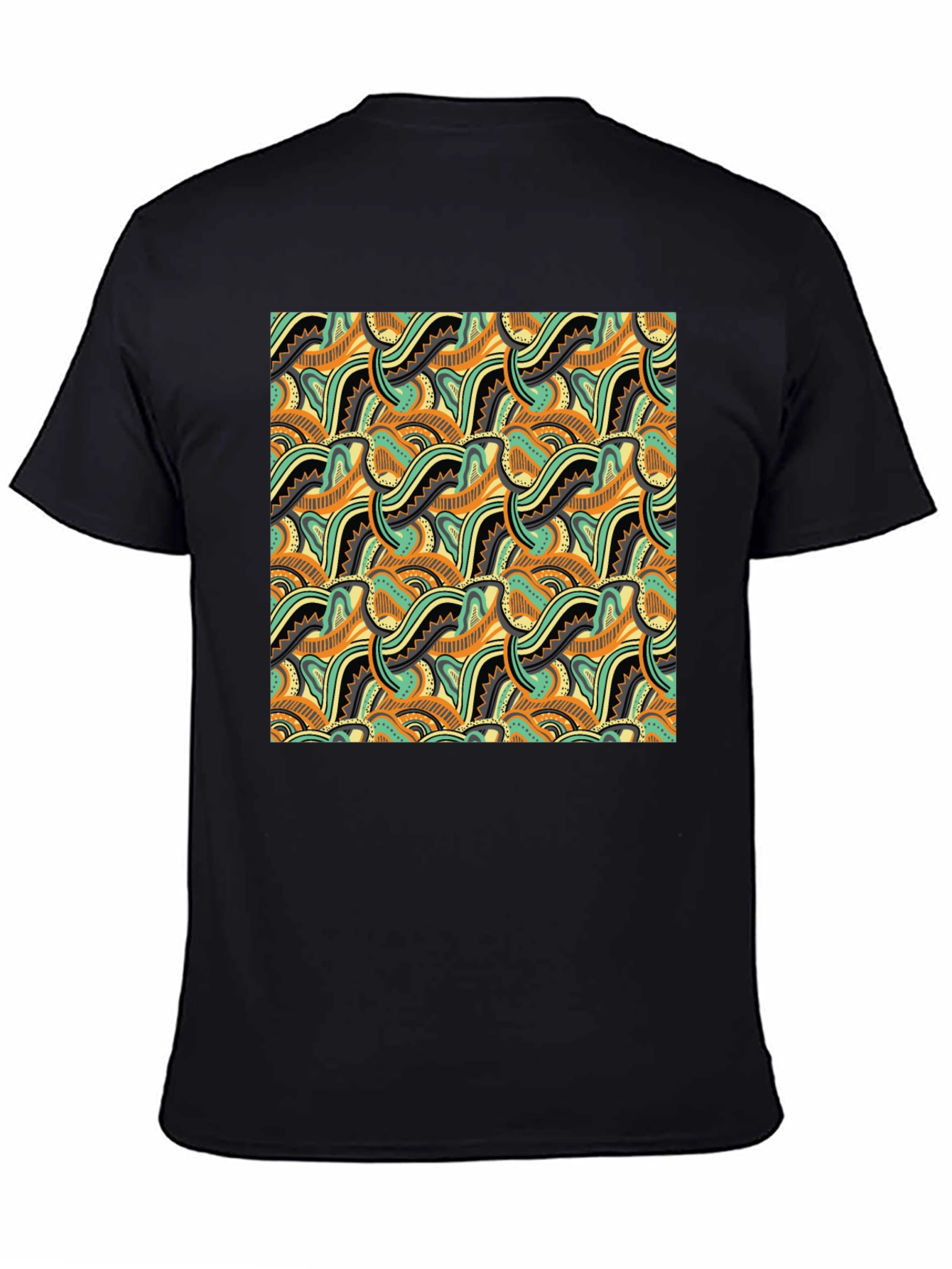 Abstract Pattern Black Crew Neck T-Shirt