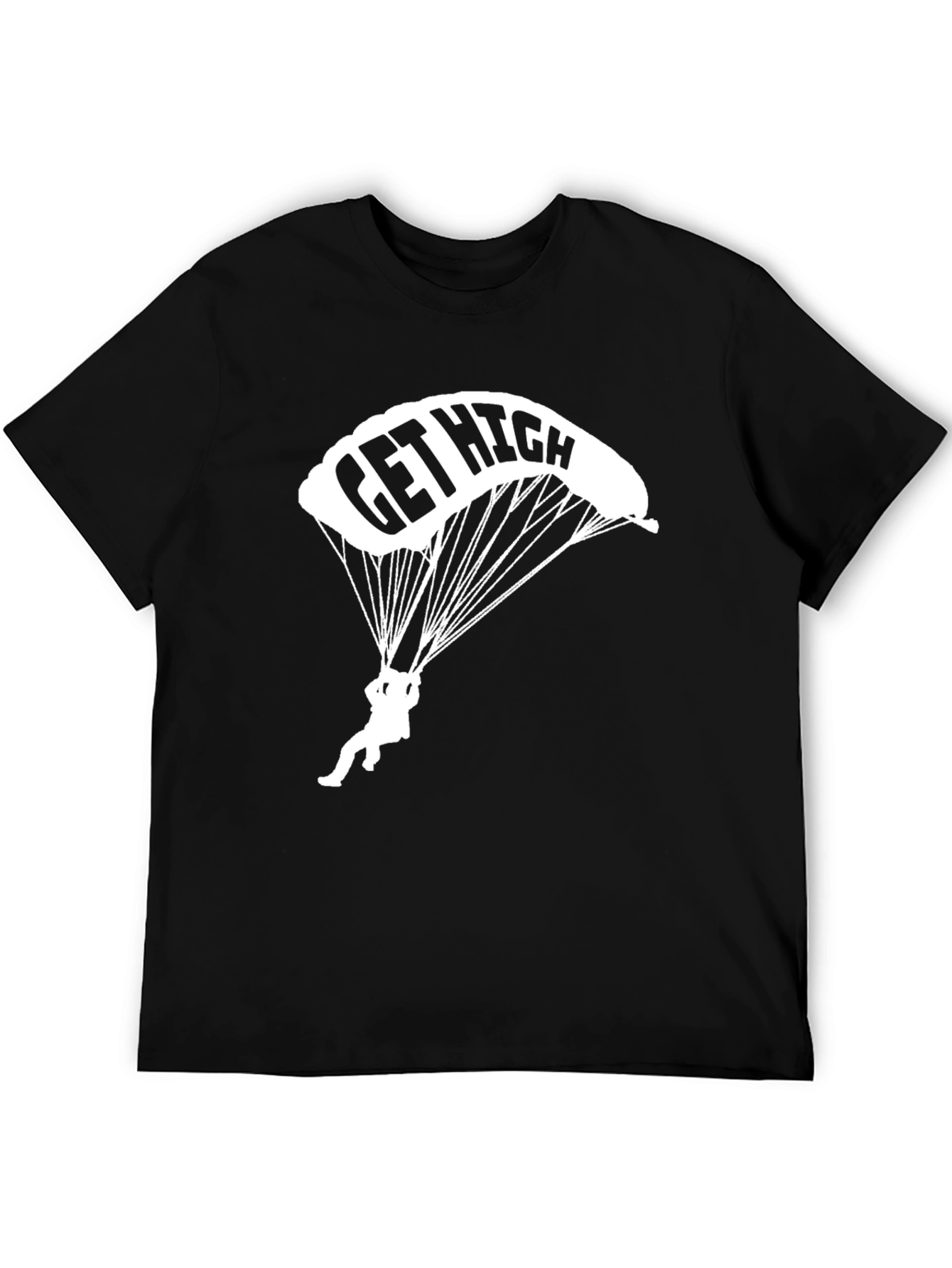 Get High Parachute T-Shirt - Black Cotton Tee