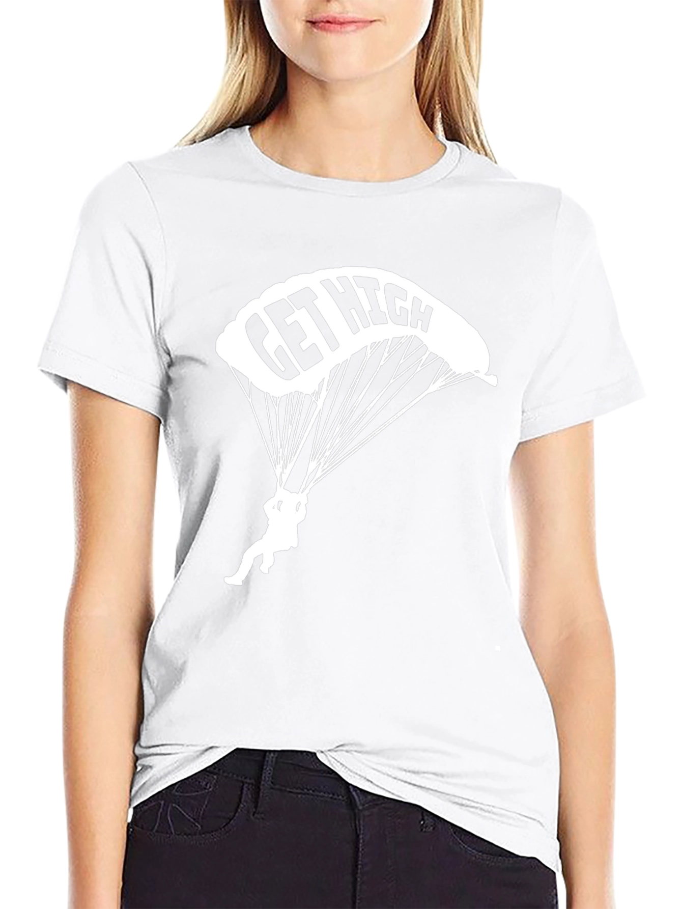 Get High Parachute T-Shirt - Black Cotton Tee