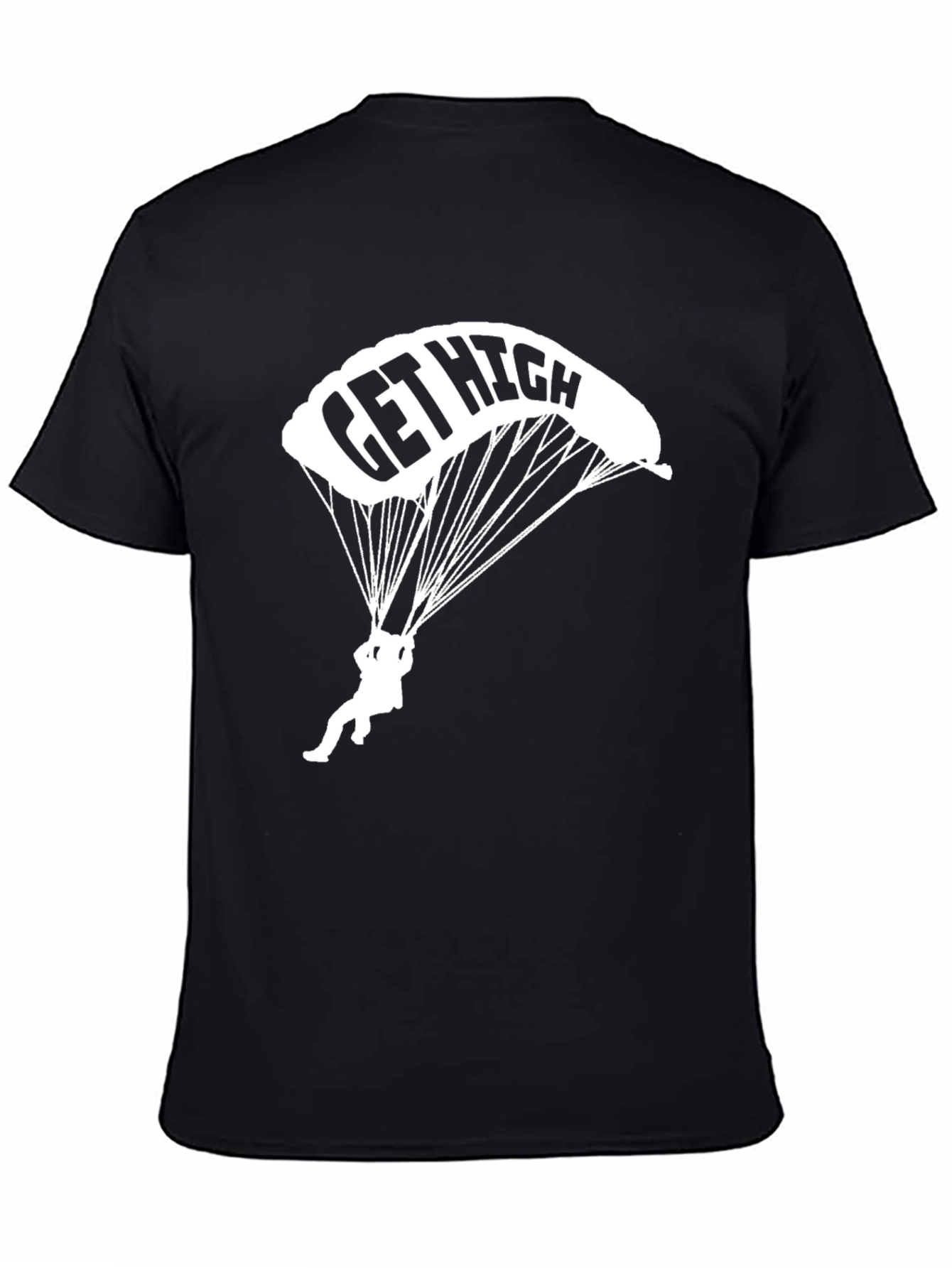 Get High Parachute T-Shirt - Black Cotton Tee
