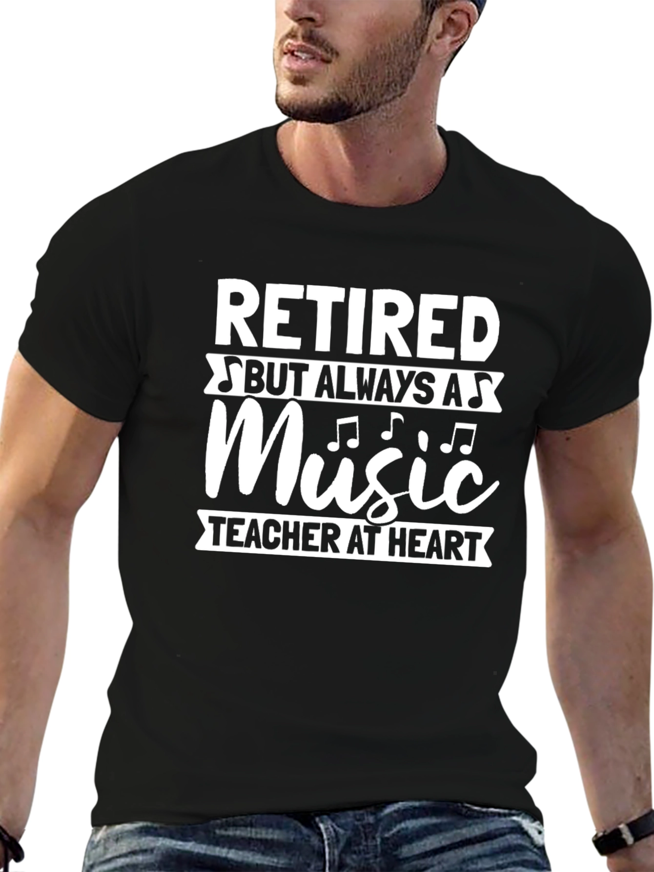 Retired Music Teacher at Heart Black T-Shirt