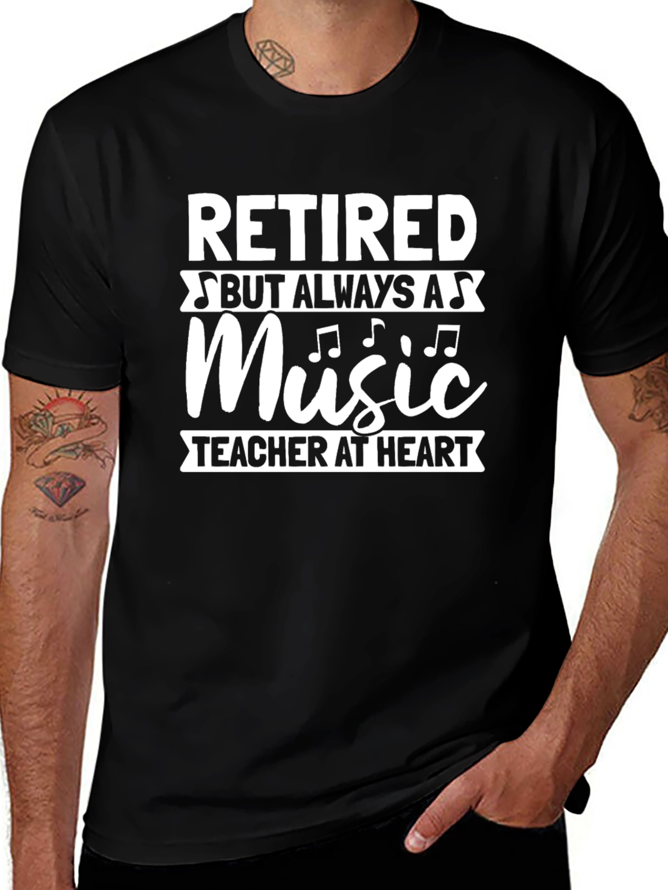 Retired Music Teacher at Heart Black T-Shirt