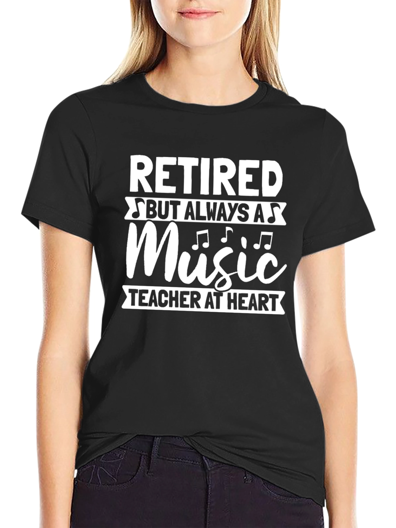 Retired Music Teacher at Heart Black T-Shirt