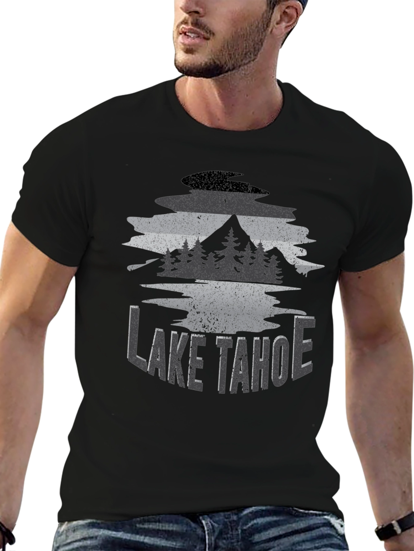 Lake Tahoe Graphic Tee - Unisex Black T-Shirt