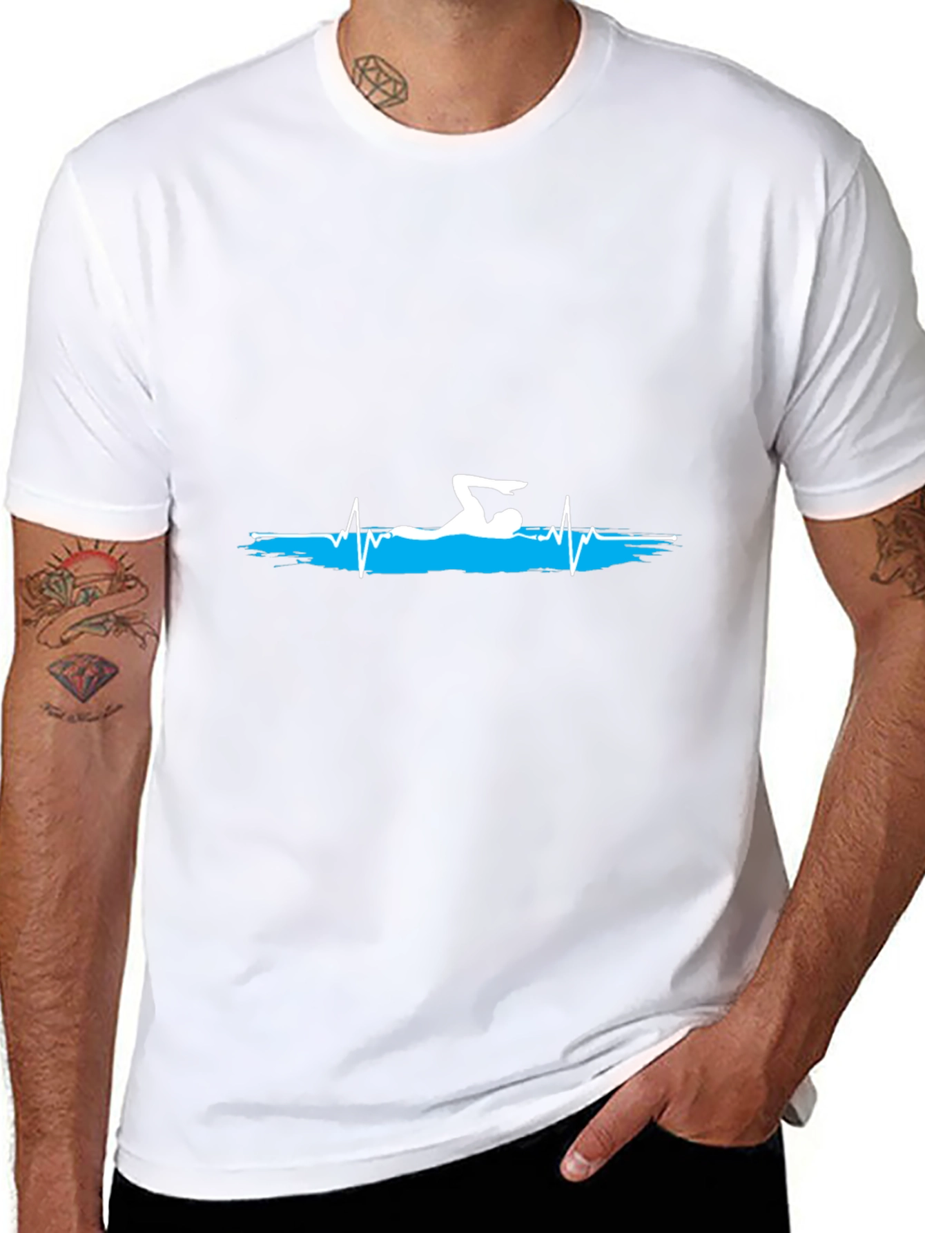 Swimmer Heartbeat Graphic T-Shirt