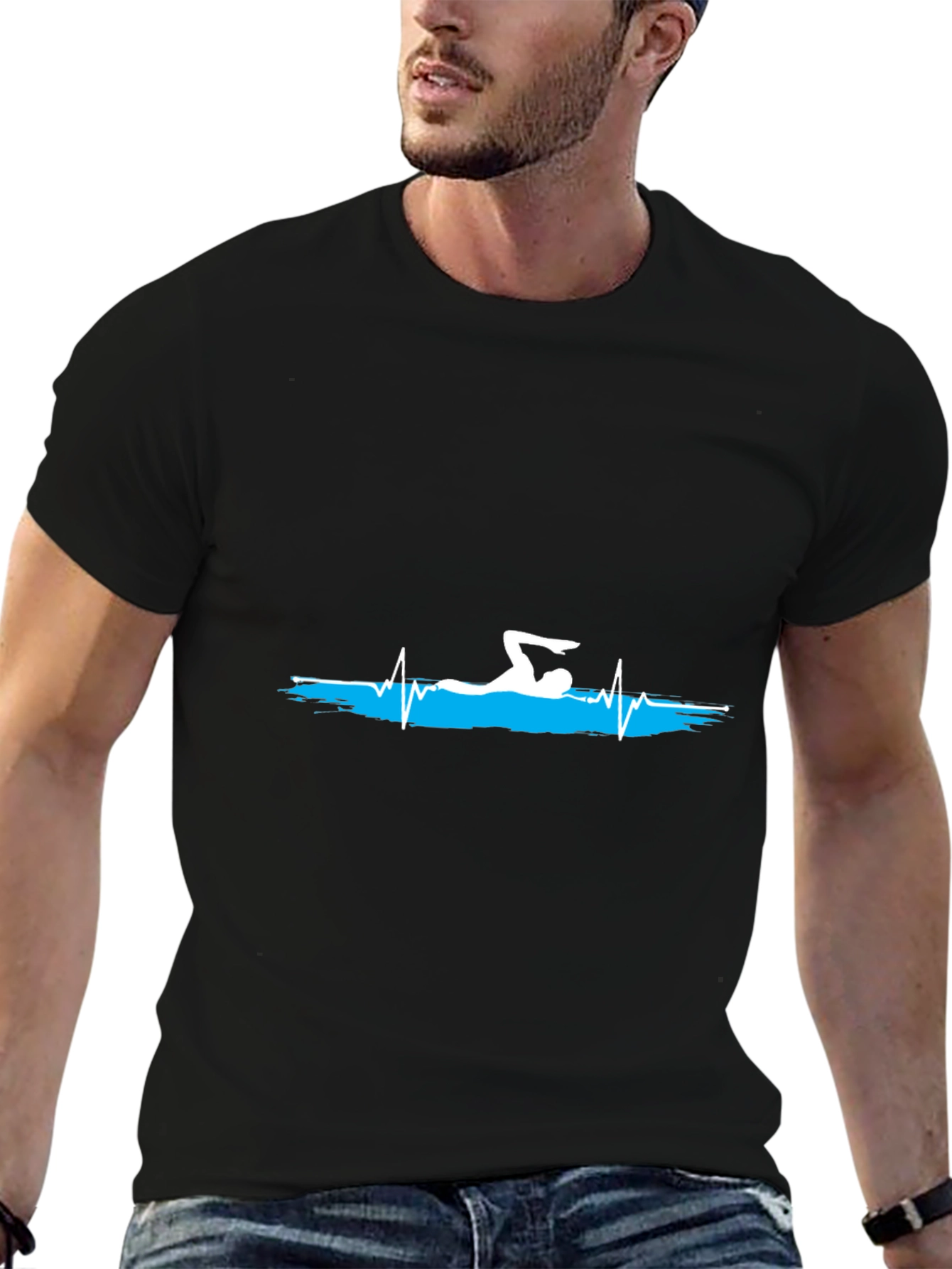 Swimmer Heartbeat Graphic T-Shirt