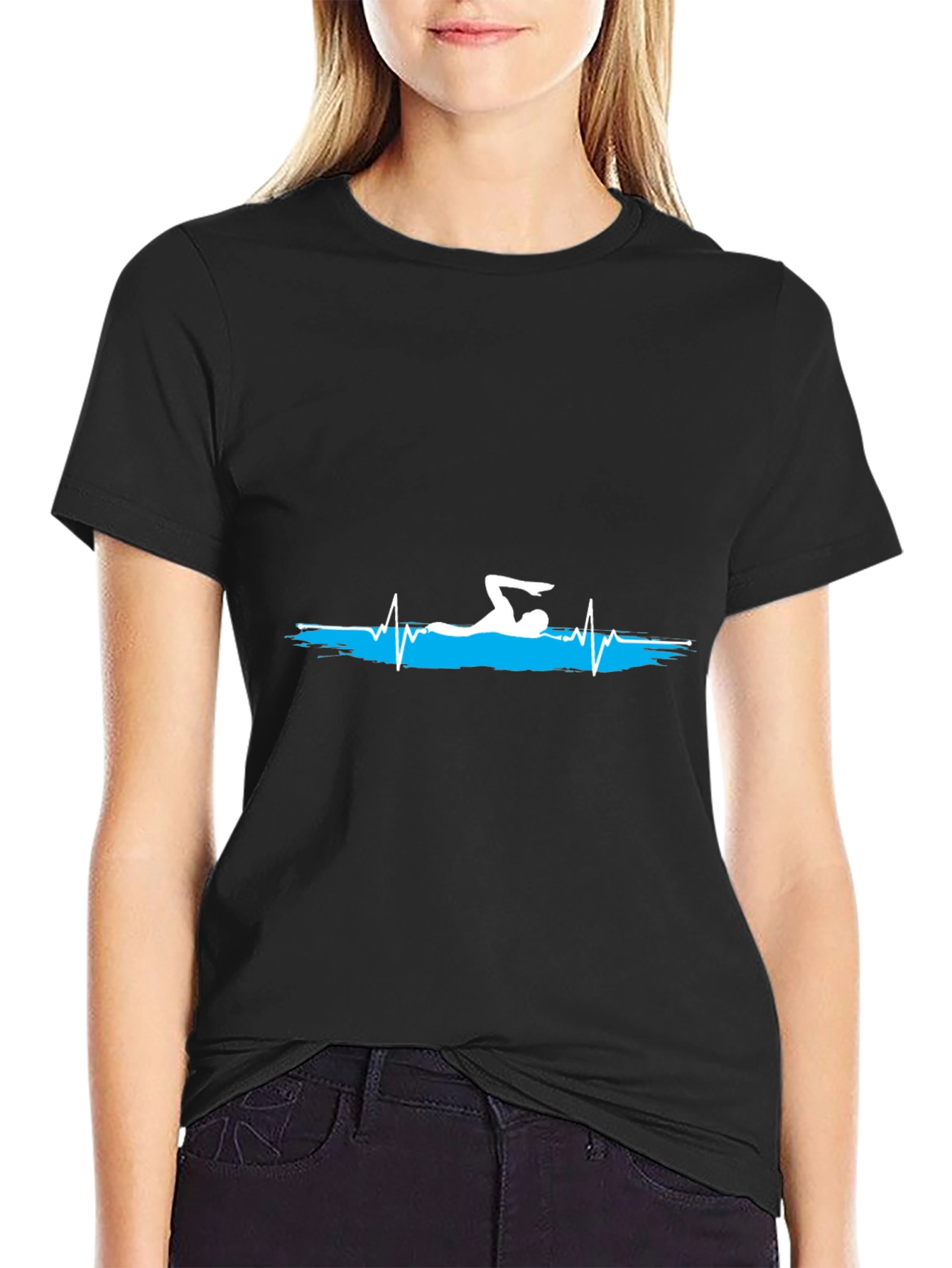 Swimmer Heartbeat Graphic T-Shirt