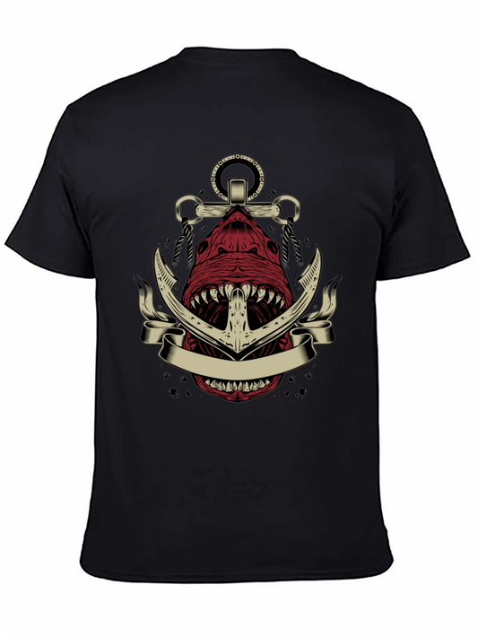 Anchor Shark Graphic Tee - Nautical Style