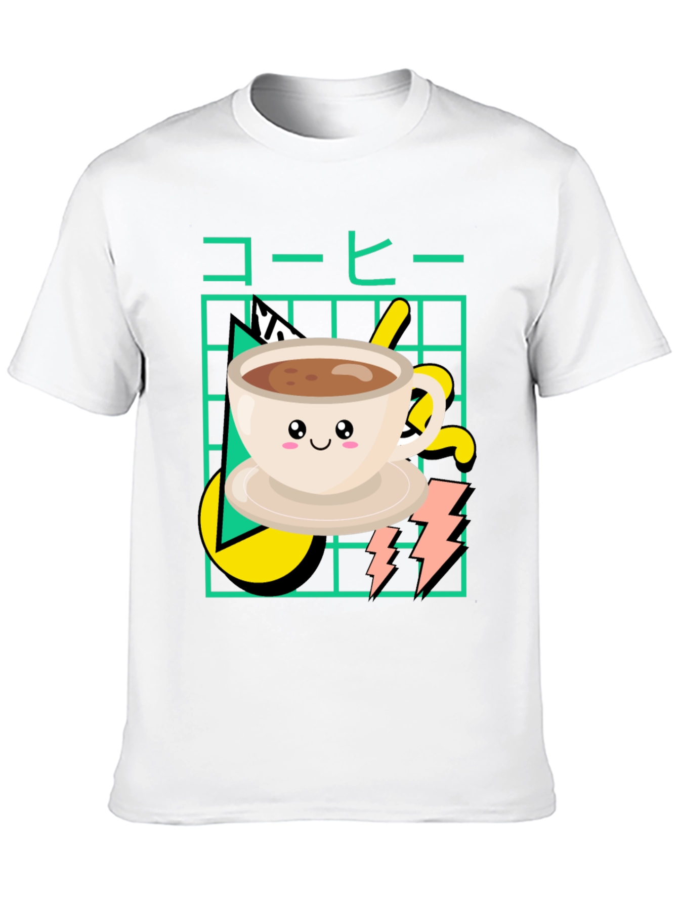 Kawaii Coffee Graphic T-Shirt - Retro 80s Design