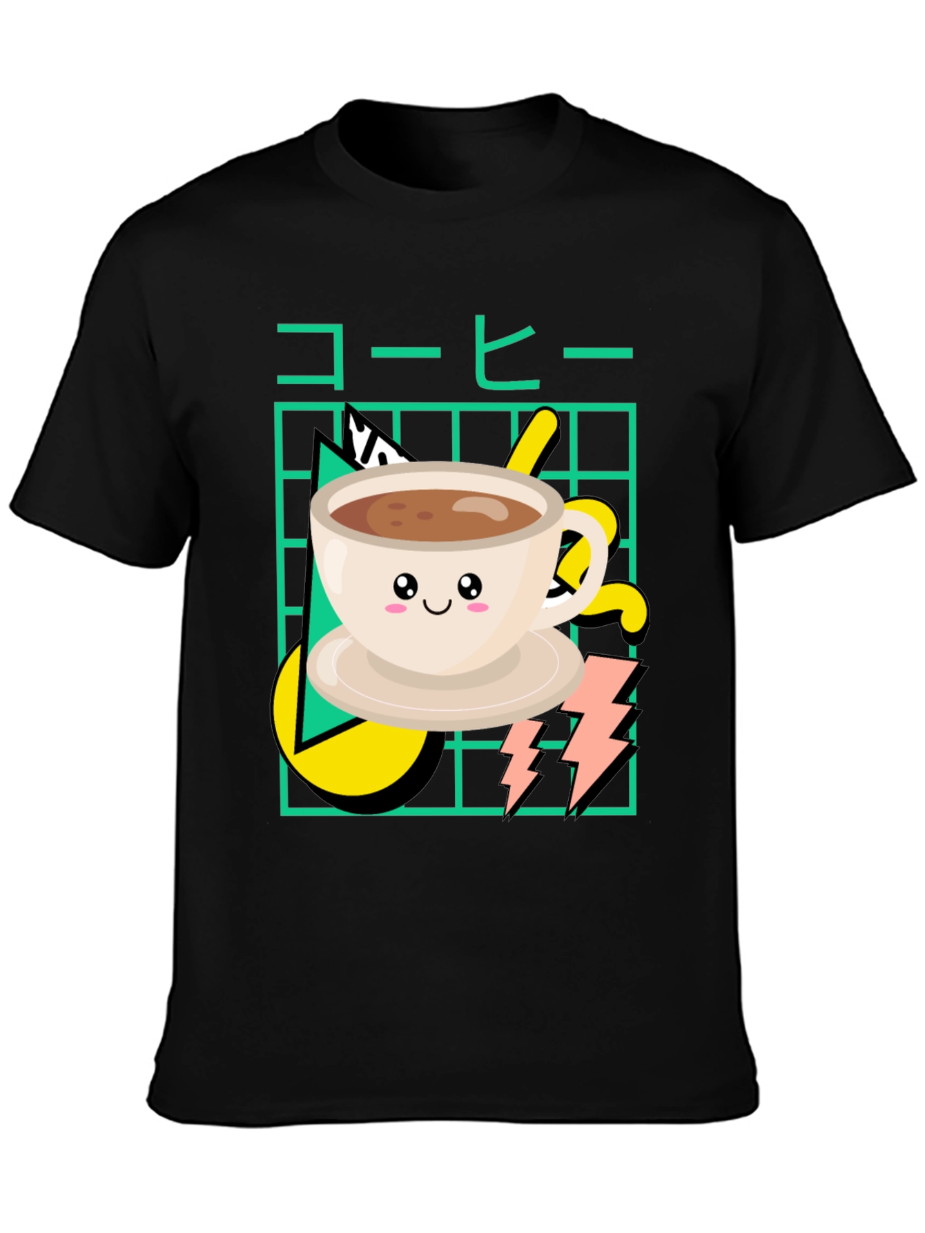 Kawaii Coffee Graphic T-Shirt - Retro 80s Design