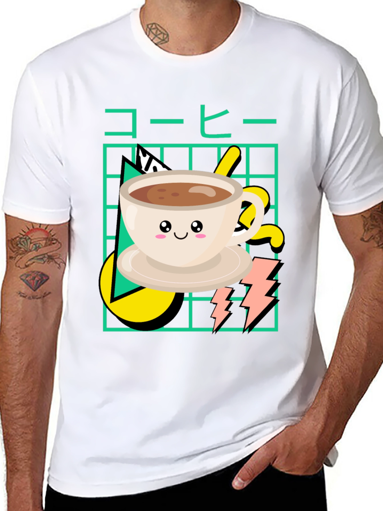 Kawaii Coffee Graphic T-Shirt - Retro 80s Design
