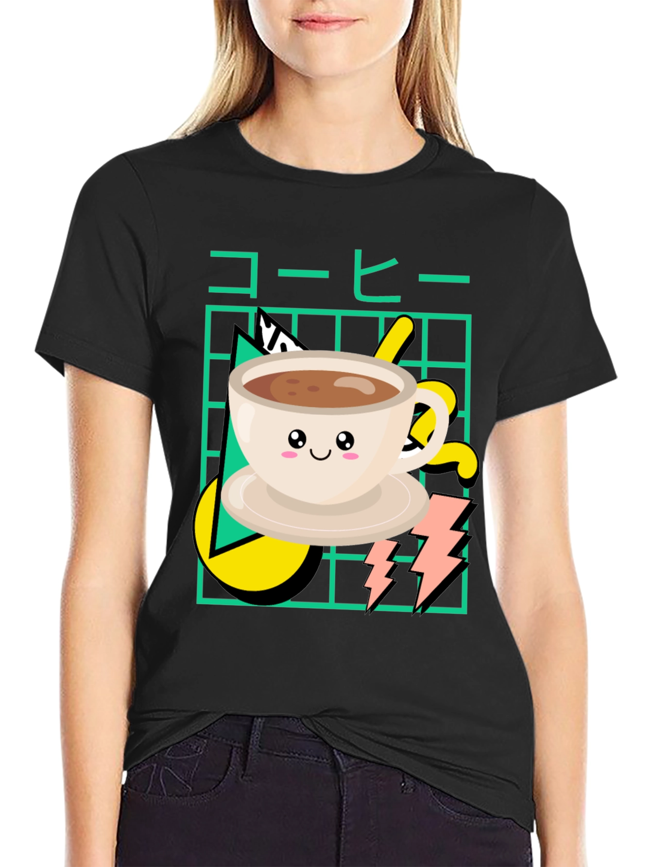Kawaii Coffee Graphic T-Shirt - Retro 80s Design