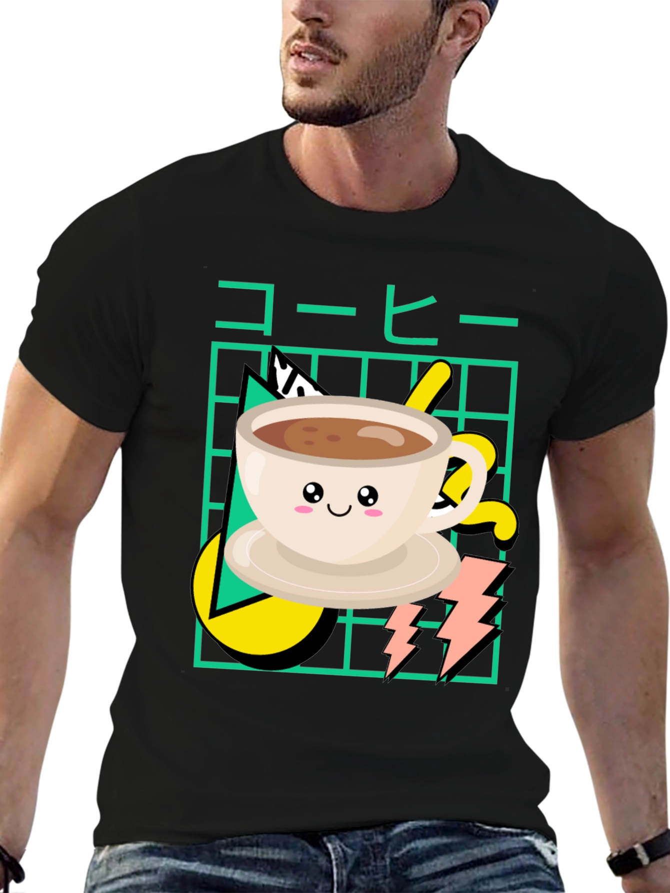 Kawaii Coffee Graphic T-Shirt - Retro 80s Design