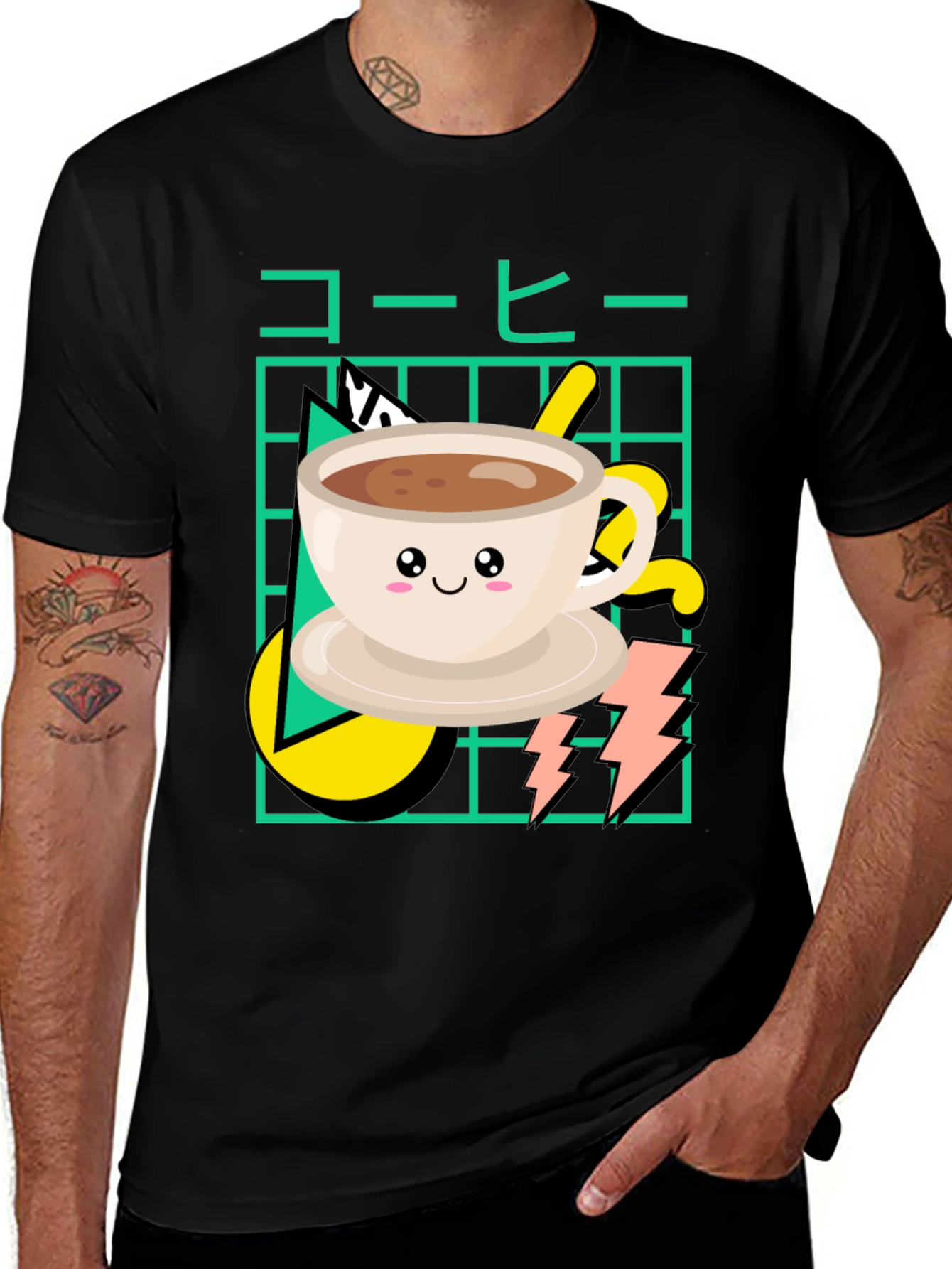 Kawaii Coffee Graphic T-Shirt - Retro 80s Design
