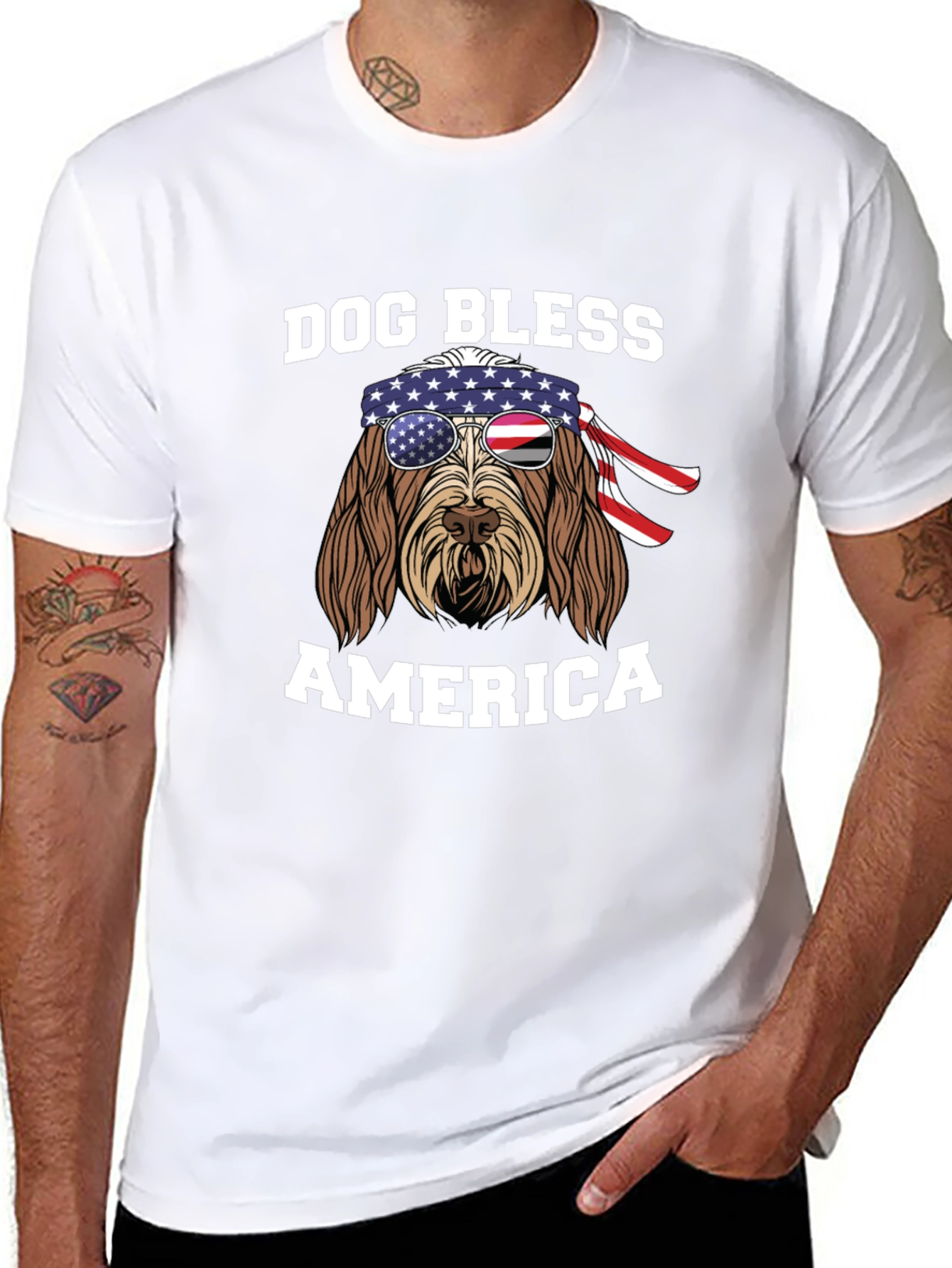 Dog Bless America T-Shirt - Patriotic Pup Tee