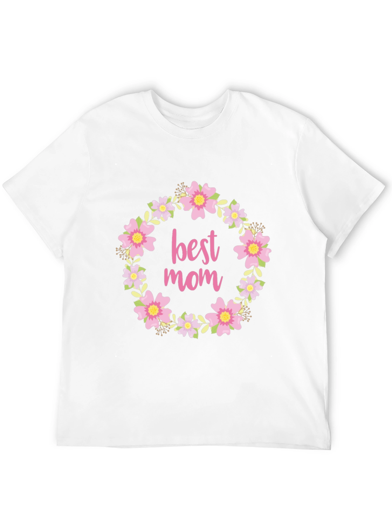 Best Mom Floral Wreath Graphic T-Shirt