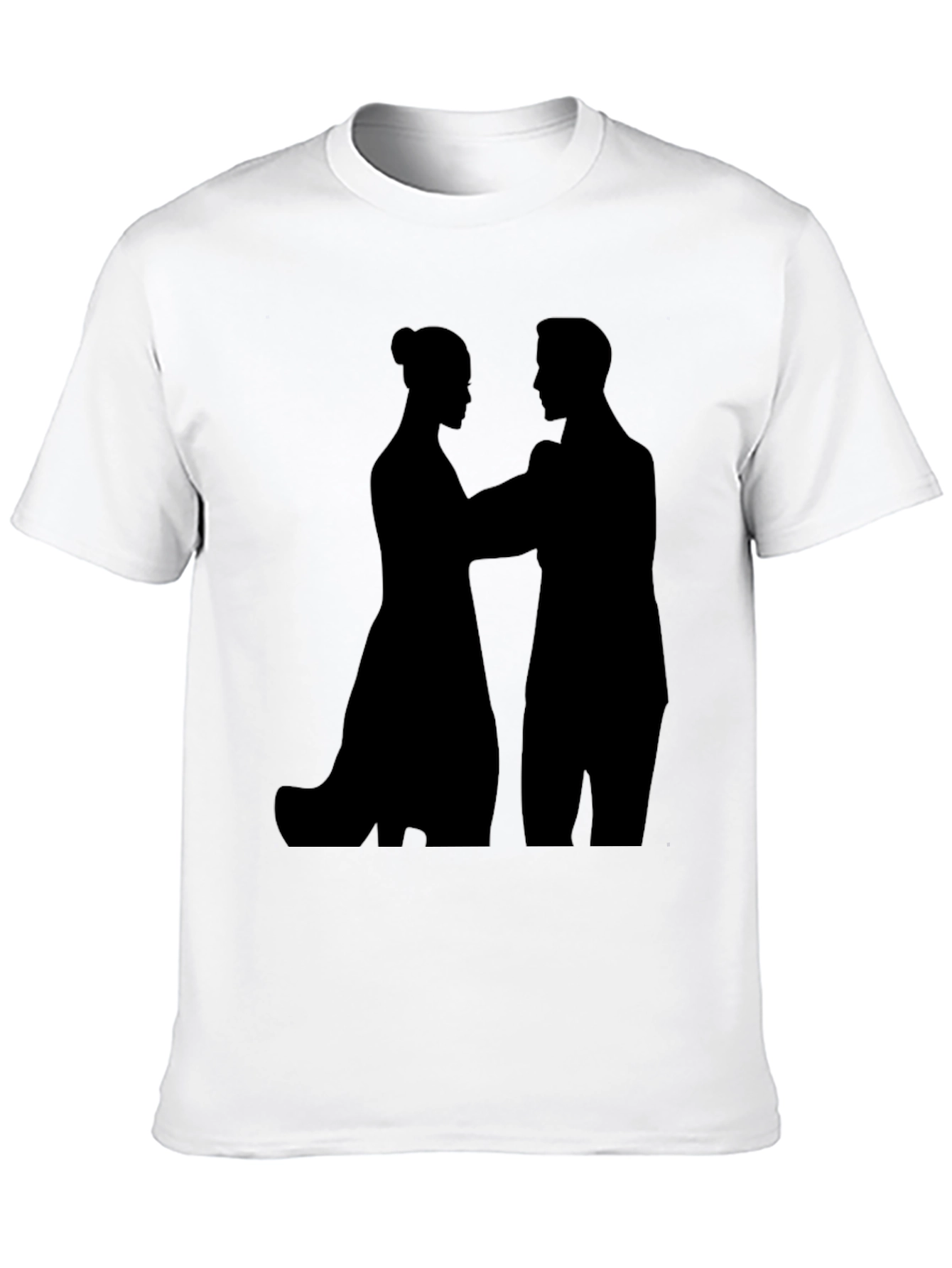 Silhouette Couple Graphic Tee - Black Cotton T-Shirt