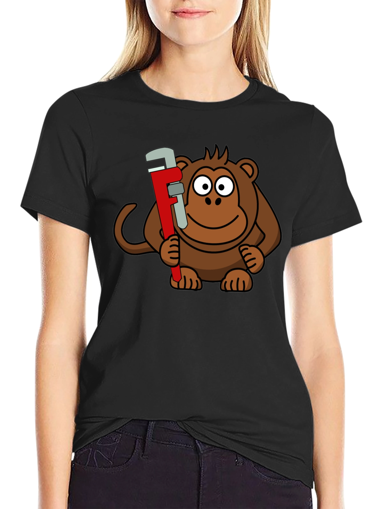 Monkey Wrench Graphic Tee - Black Cotton T-Shirt