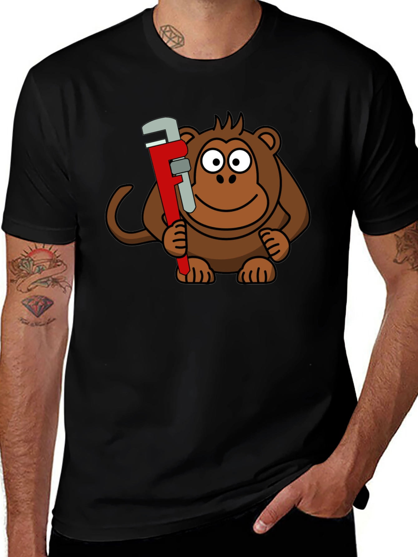 Monkey Wrench Graphic Tee - Black Cotton T-Shirt