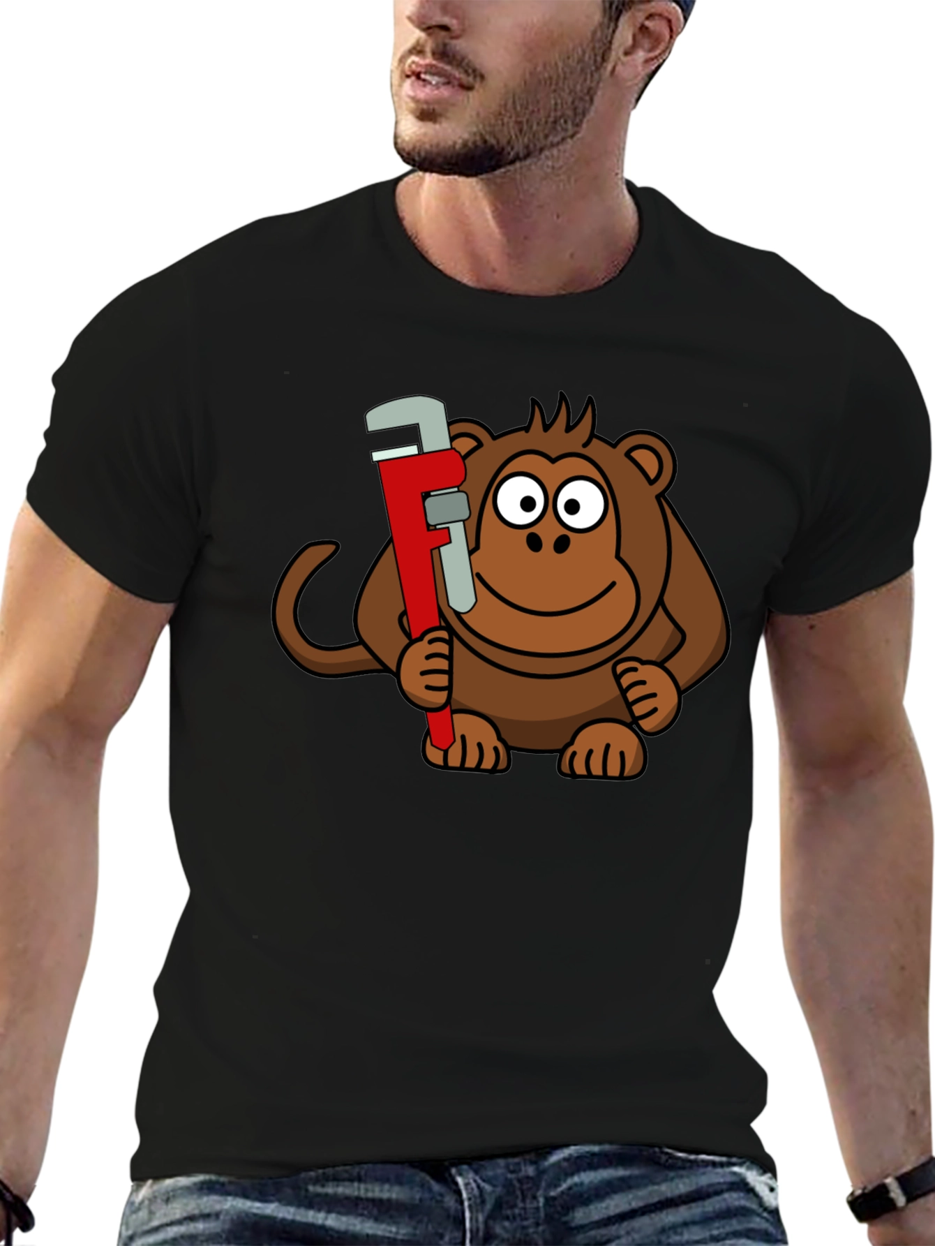 Monkey Wrench Graphic Tee - Black Cotton T-Shirt