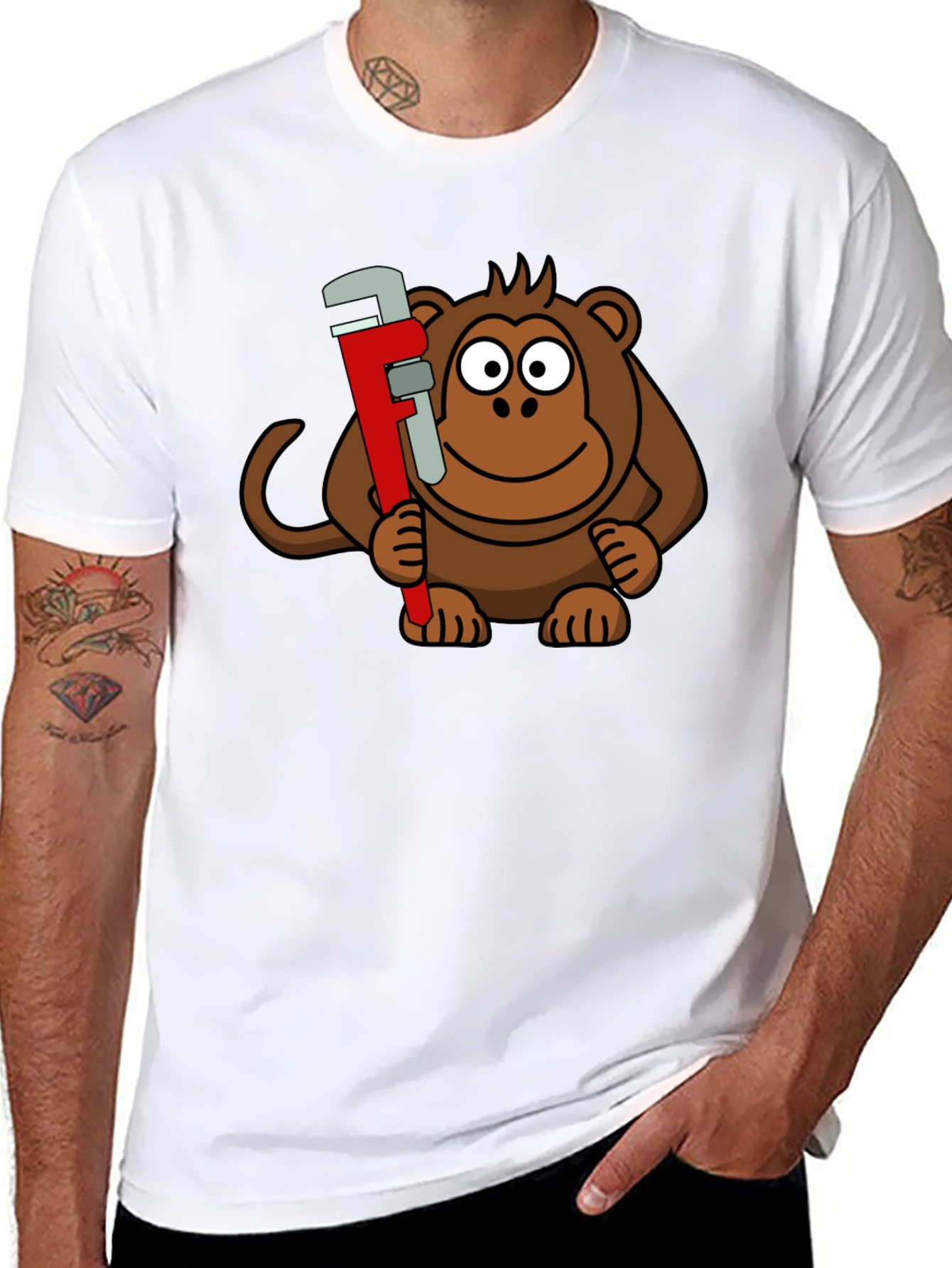 Monkey Wrench Graphic Tee - Black Cotton T-Shirt