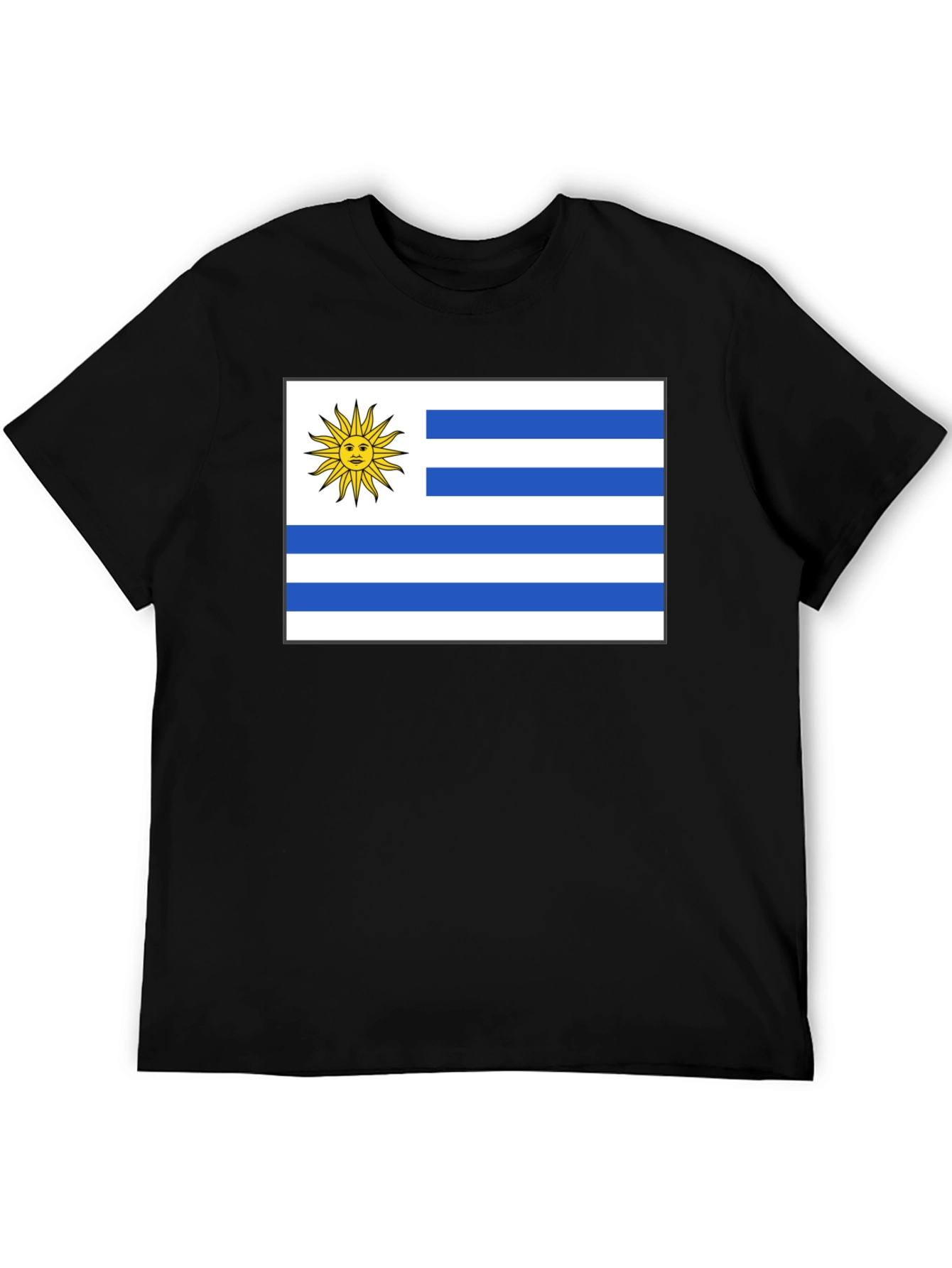 Uruguay Flag Graphic Tee - Black Cotton T-Shirt