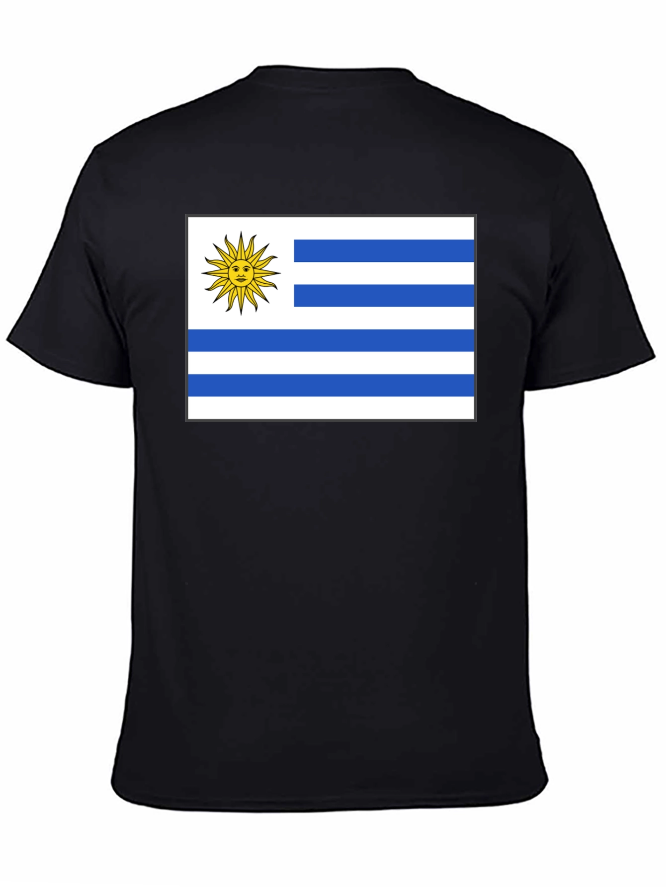 Uruguay Flag Graphic Tee - Black Cotton T-Shirt