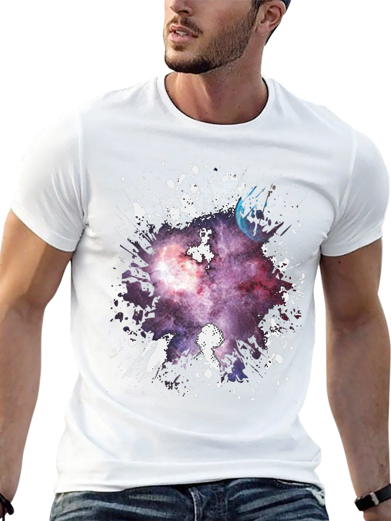 Galaxy Print Black T-Shirt
